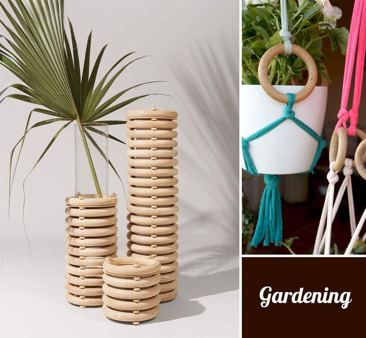 Haoser 10 Pcs 3 Inch DIY Natural Wood Rings for Crafts