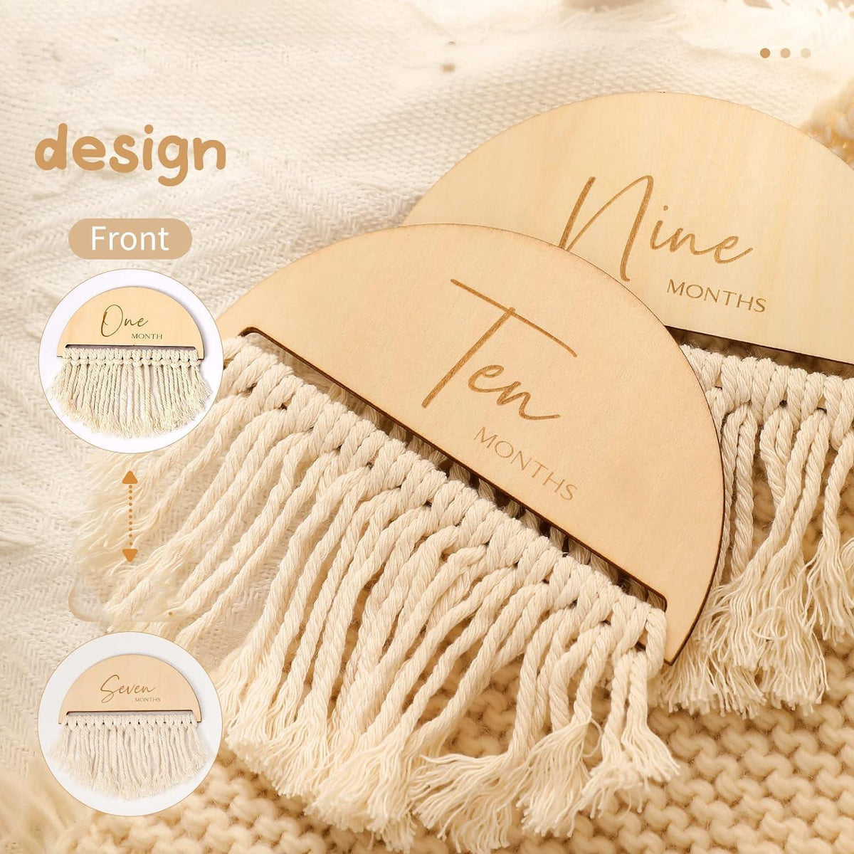 Haoser Boho 13Pcs Baby Photo Shoot Props Milestone Cards with Tassel