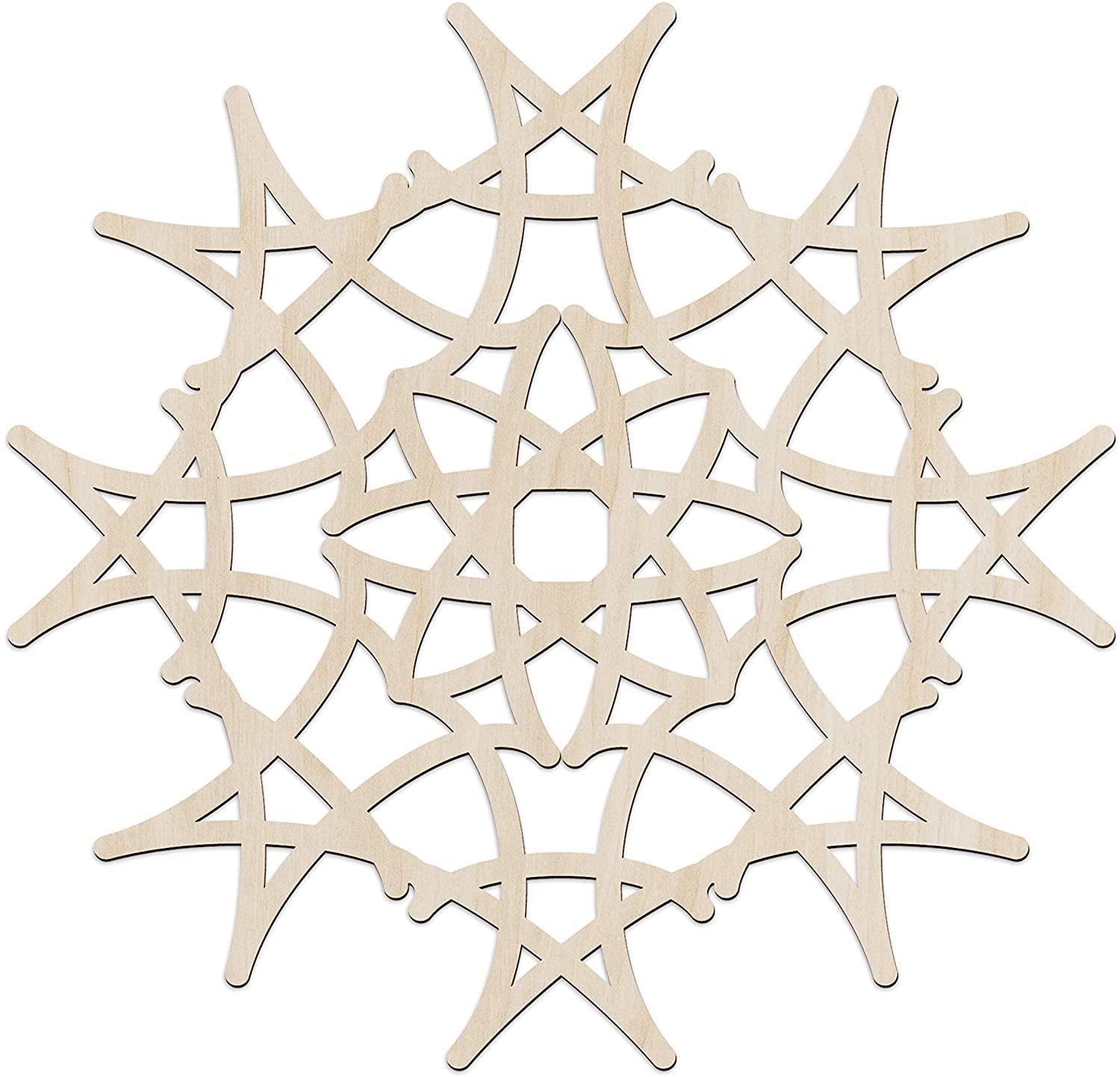 Haoser Mandala Wooden Wall Art, Whirl Look Lattice Abstarct Geometric, Birch Wood Plywood Rustic Wall Art Accent for Hallway Bedroom Living Room Cafes and Offices (Mandala Design-22_30CM) - Haoser
