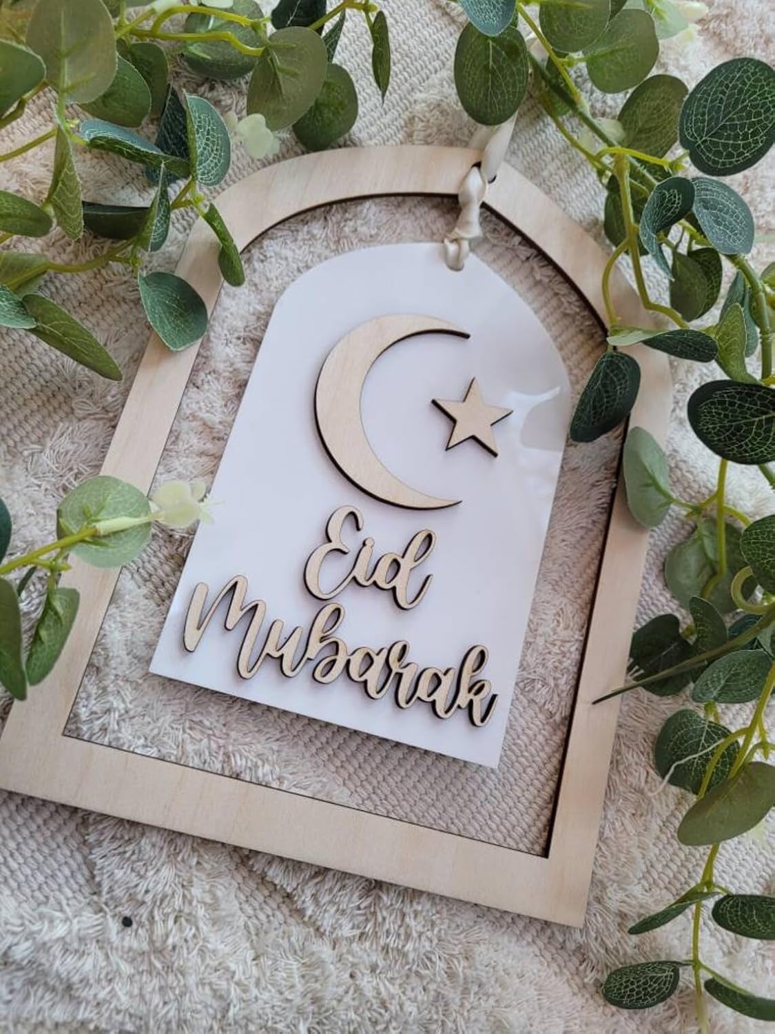 Haoser Eid Mubarak-Ramadan Mubarak Reversable sign-Wooden/Acrylic