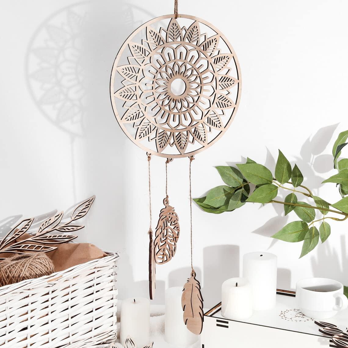 Haoser Pack of 1 Pices Wooden Dream Catcher, Wall Hanging Decor, Bedroom Kids, Home Decoration, Art Ornament Craft Gift , Wall Decor, Dream Catcher for Home Wall Decoration - Haoser