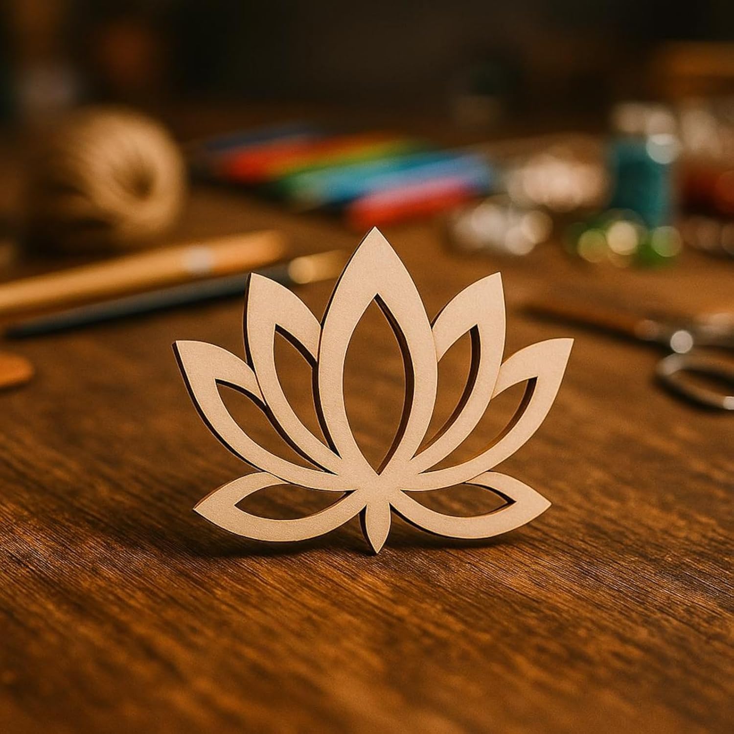 5 Pcs Lotus Flower Wooden Cutouts for DIY Craft | Unfinished Lotus Shape for Painting