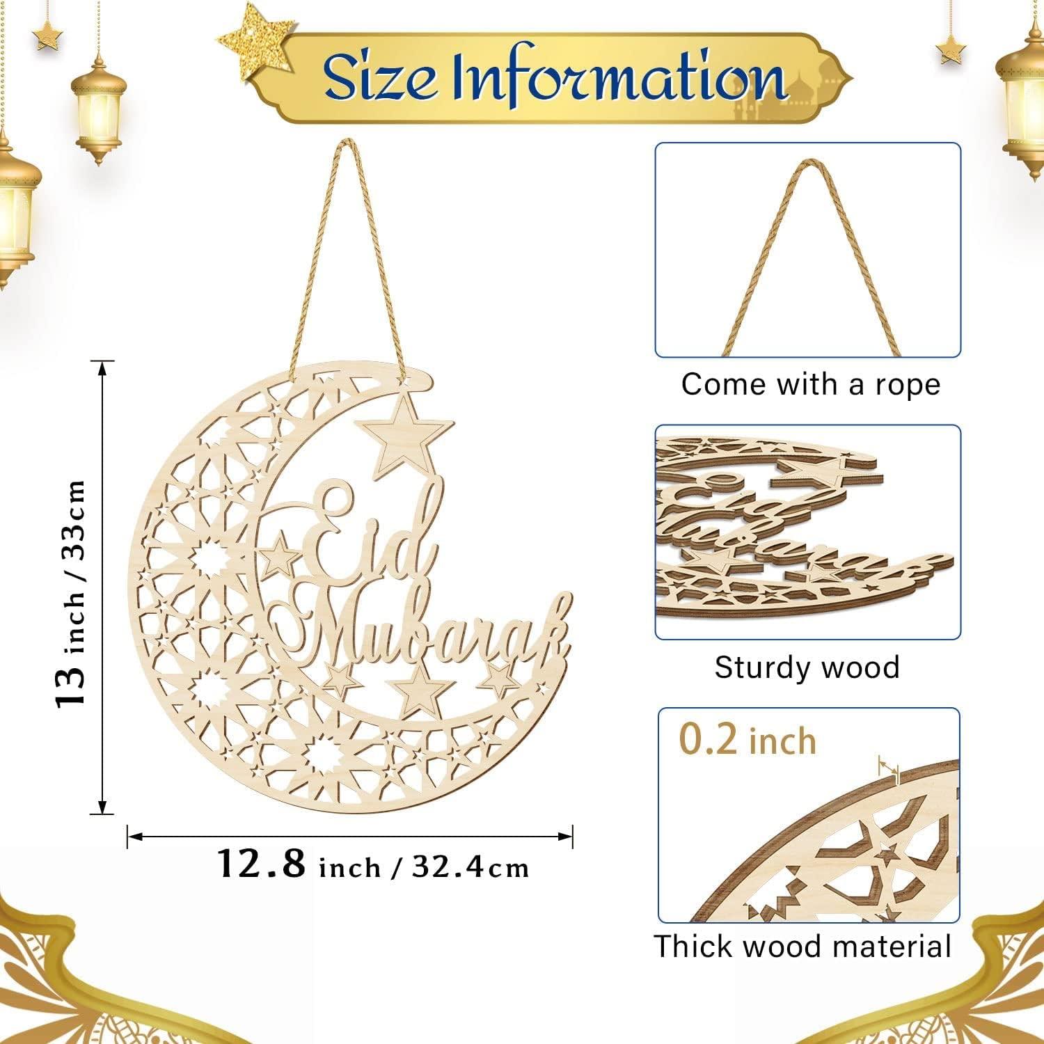 Haoser ramadan decor,Eid Mubarak Door Sign Wooden Hanging Signs,Ramadan Decorations for Home, Ramadan Door Decoration,eid gift items - Haoser