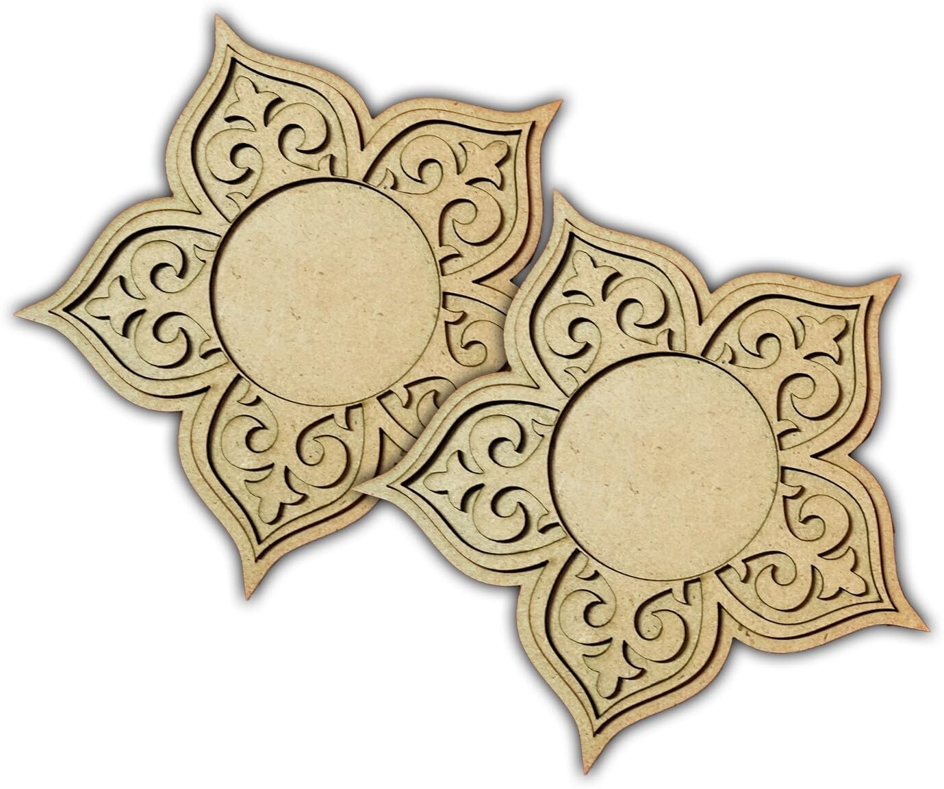 Pack of 2 Wooden Tealight Holders for Home & Office Décor | Pine MDF Elegant Candle Stand for Puja, Diwali, Living Room & Table Decoration