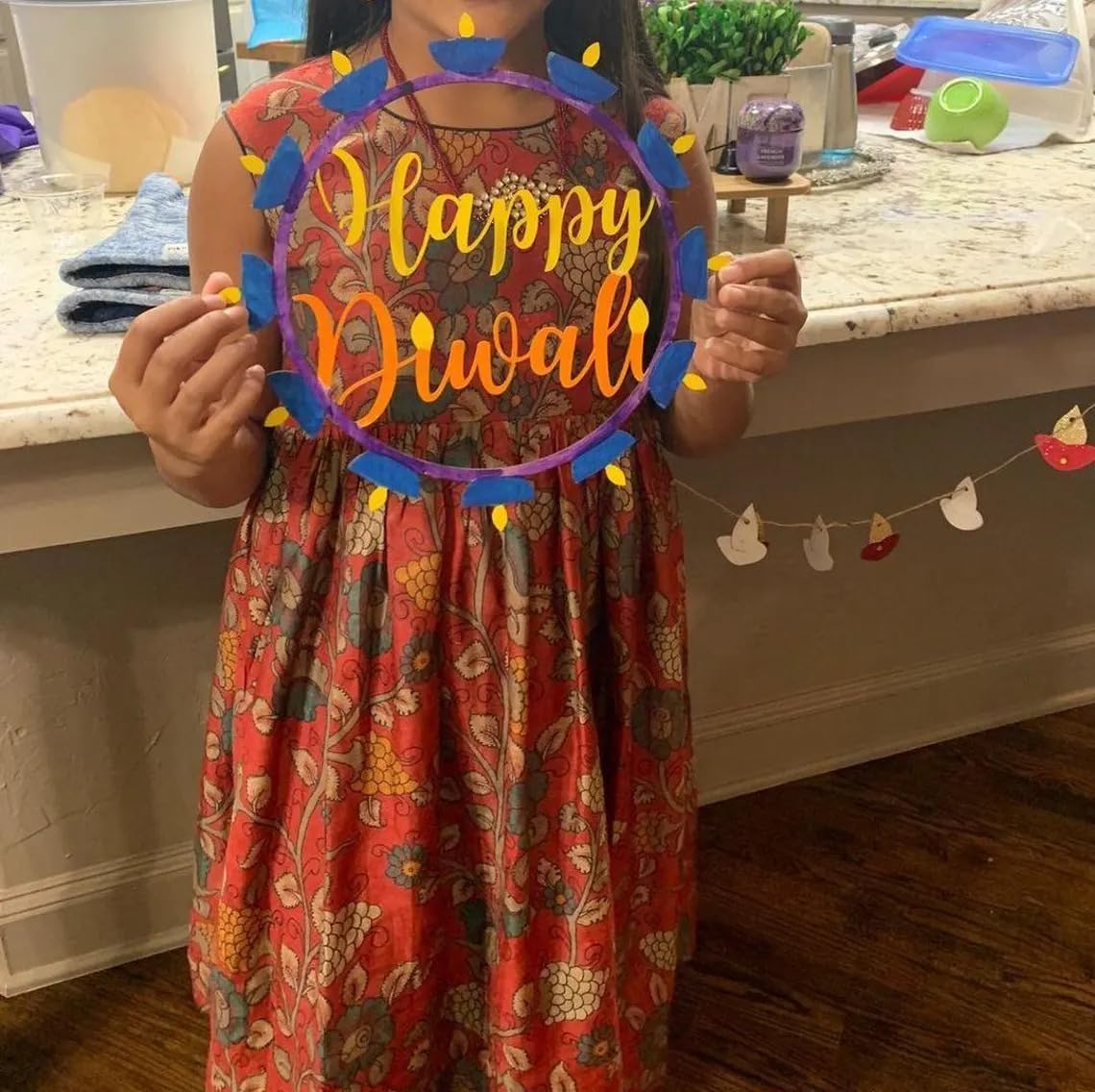 Pack of 2 Diwali Wreath – 12 Inch MDF Unfinished Diwali Door Sign, Door Hanger, Craft Kit for Kids