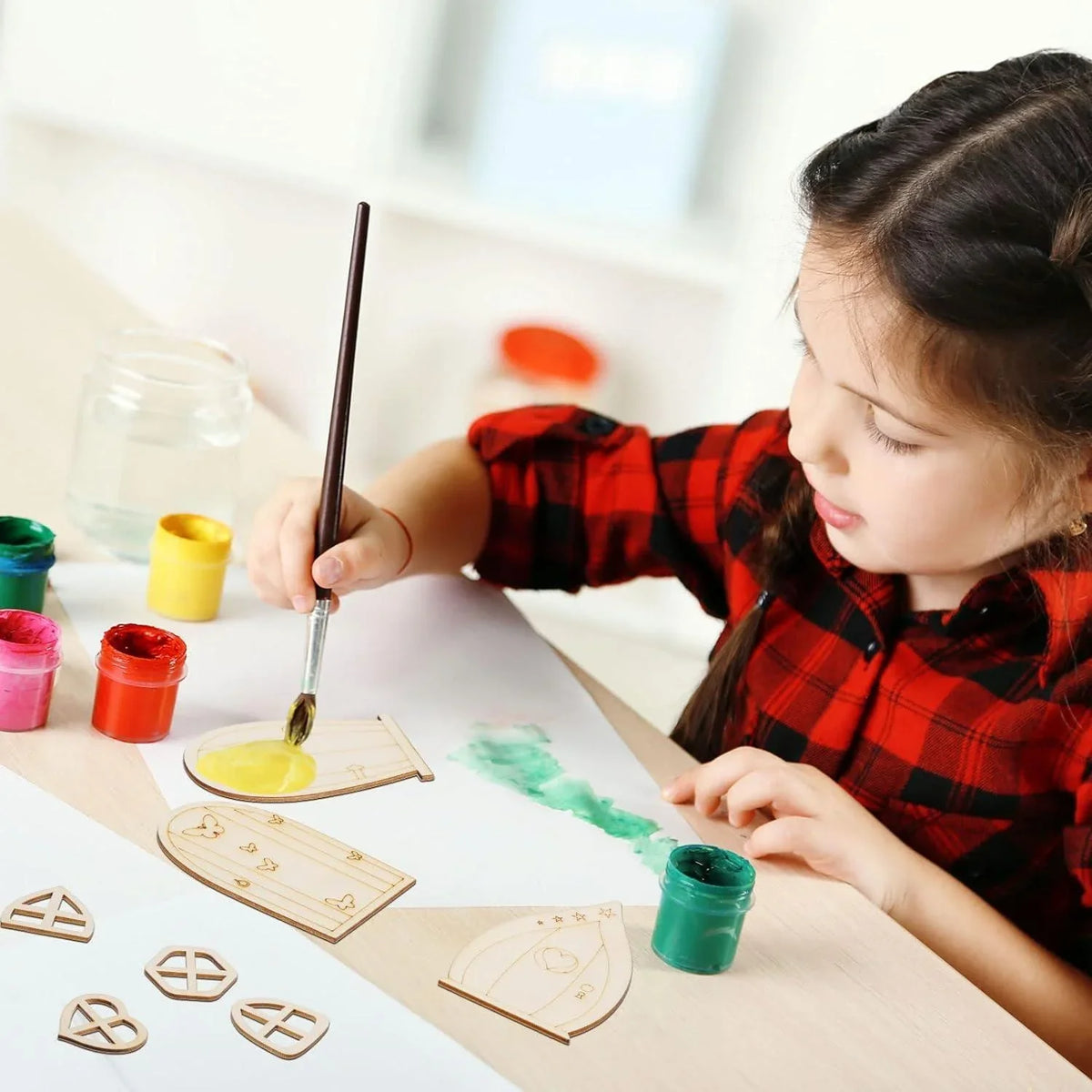 Haoser 48 Pcs Fairy Door Wooden Garden Doors Craft Mini Window Fairy House DIY Kit Unfinished Miniature Door Unpainted Fairy Window Accessories for Wall Home Party Decoration (Delicate Style) - Haoser