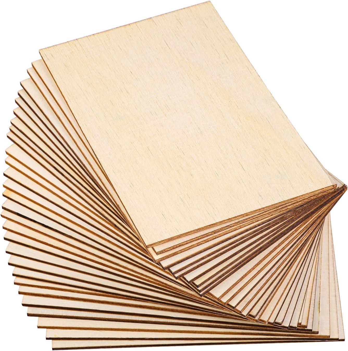 Haoser 42 Pieces 4 X 6 Inch Rectangle Unfinished Wood Pieces Blank Sharp Corners for DIY Craft Hand-Made Project and Home Decor - Haoser