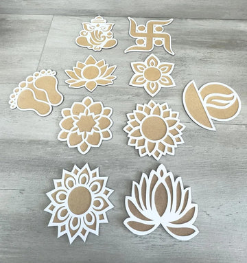 6 Inch MDF Rangoli Stencil Set – Reusable Festive Design for Diwali, Pooja, Mehndi, Mandala, Indian Wedding Decor