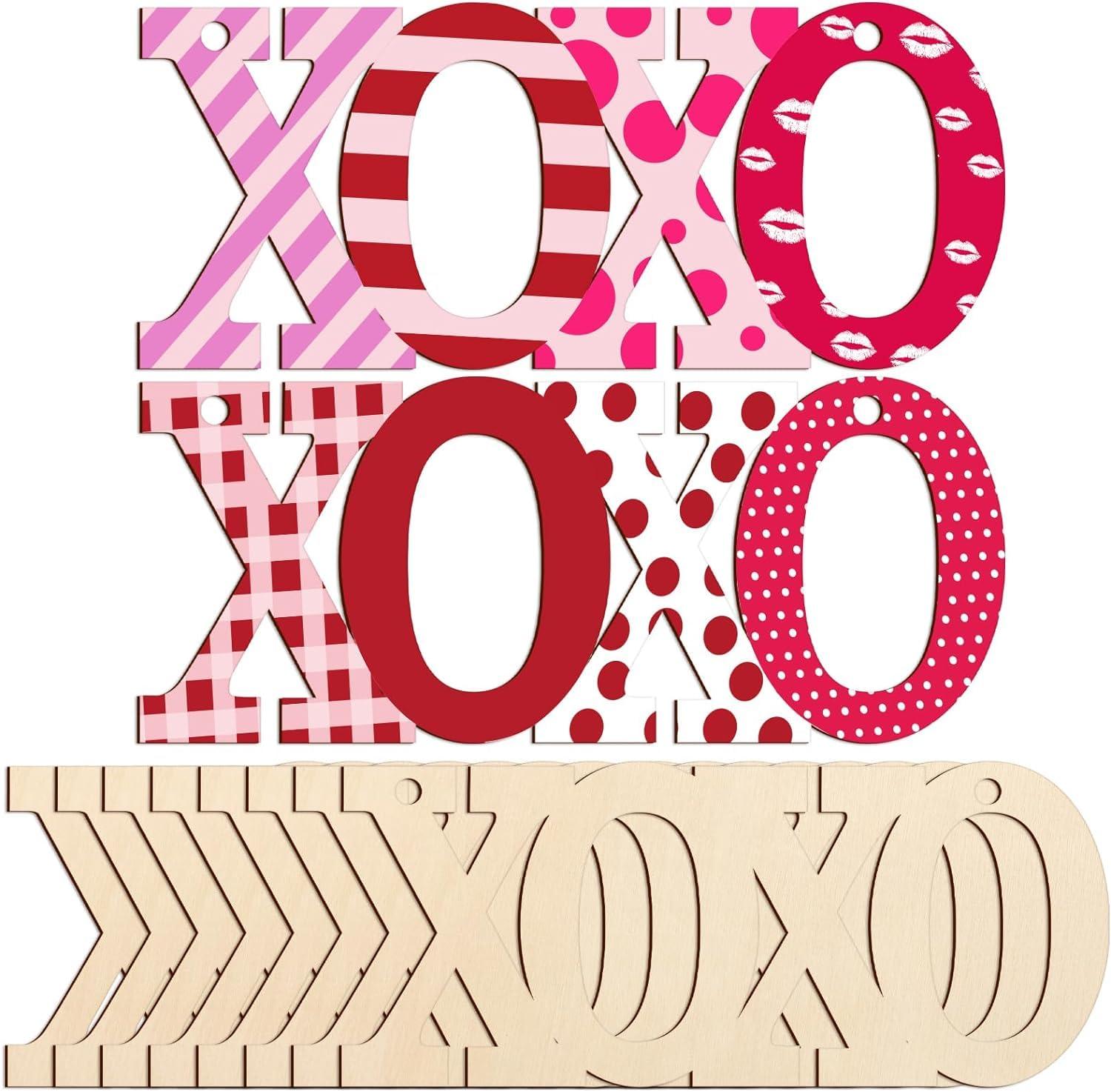 Curious Button 5 Pieces Unfinished Wooden XOXO Style Hanging Ornament for DIY Home Decoration, MDF Cutouts, Perfect Wooden Cutouts for Home Decor, Charming Wooden Hanging Ornaments (2.2x6.9IN) - Haoser