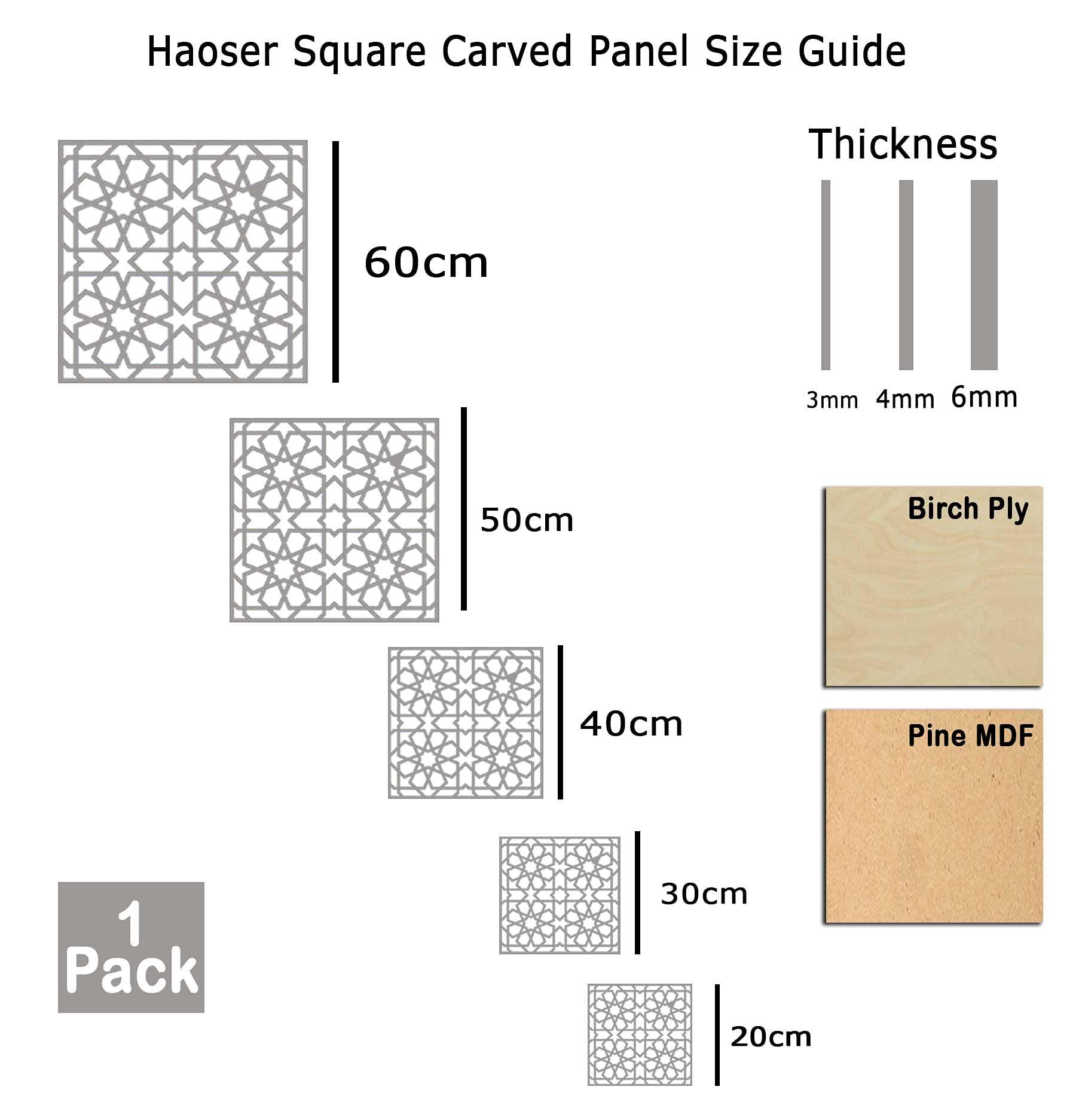 Haoser Birch Ply-3mm Wooden Panel for Room Divider/Partition, Wall Decor Pack of 1 Geometric Laser Cut Carved Panel  (Panle-3) - Haoser