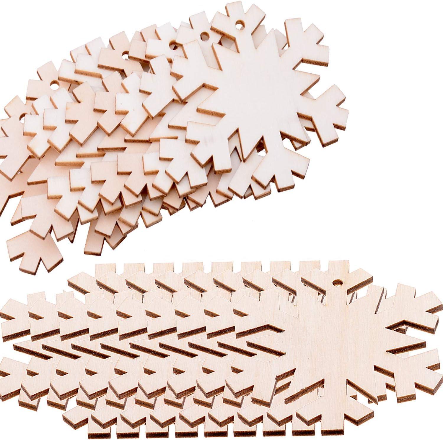 Haoser MDF Decorative Hanging orgnaments for chirtmas Craft, Unfinished Wood Cutouts Christmas Decoration DIY Crafts Wooden Christmas Tree MDF Christmas Ornaments - Haoser
