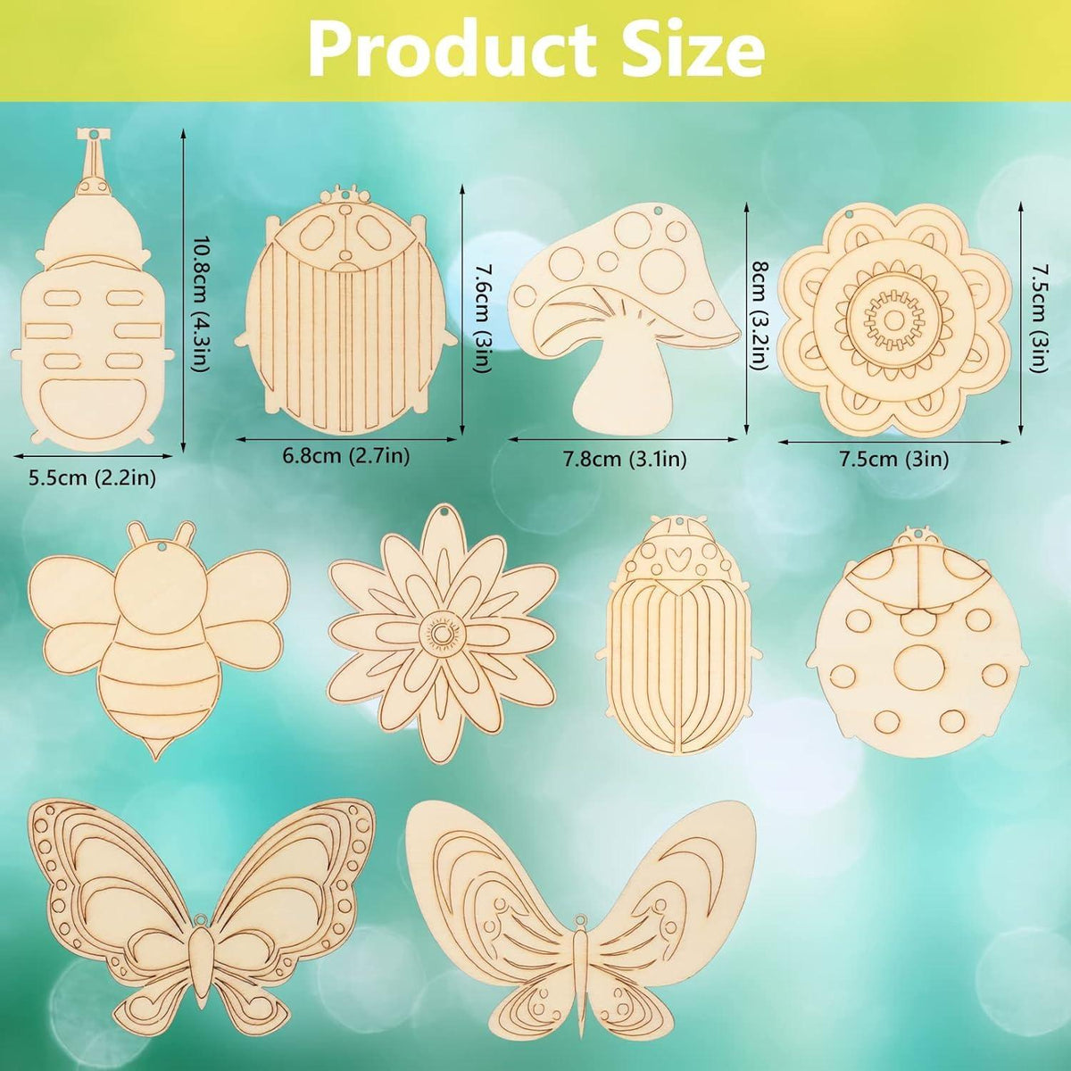 Haoser 10 PCS Unfinished Ice Cream Wood Cutouts 10 Styles Summer DIY Blank Unfinished Wooden Cutouts for Crafts Ice Cream Ornament for Kids Painting, DIY Crafts Home Decoration,Kids Art and Craft kit - Haoser