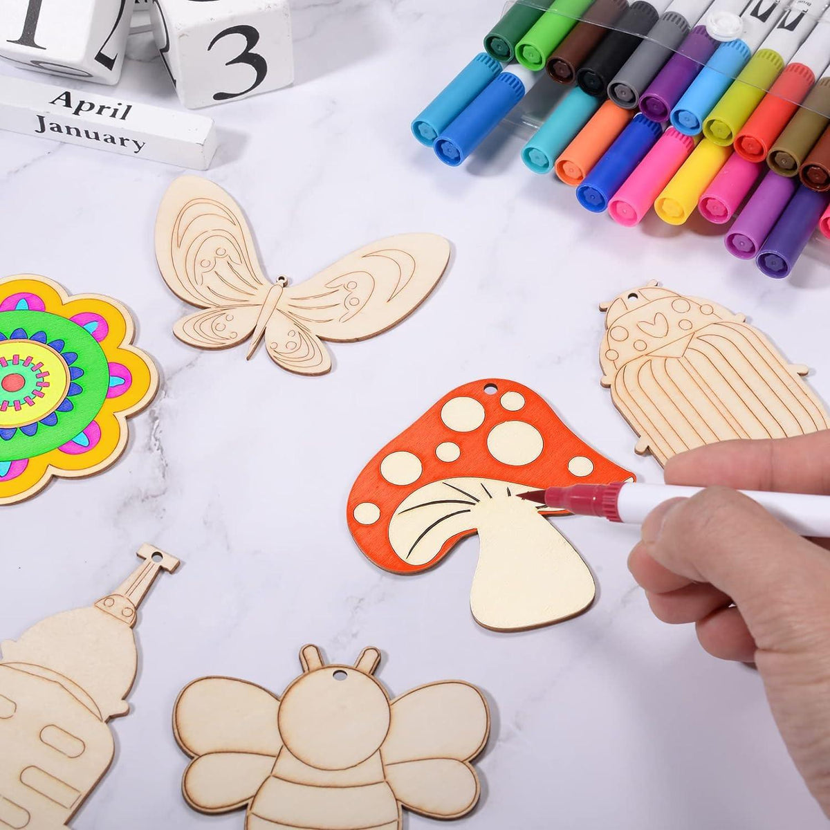 Haoser 10 PCS Unfinished Ice Cream Wood Cutouts 10 Styles Summer DIY Blank Unfinished Wooden Cutouts for Crafts Ice Cream Ornament for Kids Painting, DIY Crafts Home Decoration,Kids Art and Craft kit - Haoser