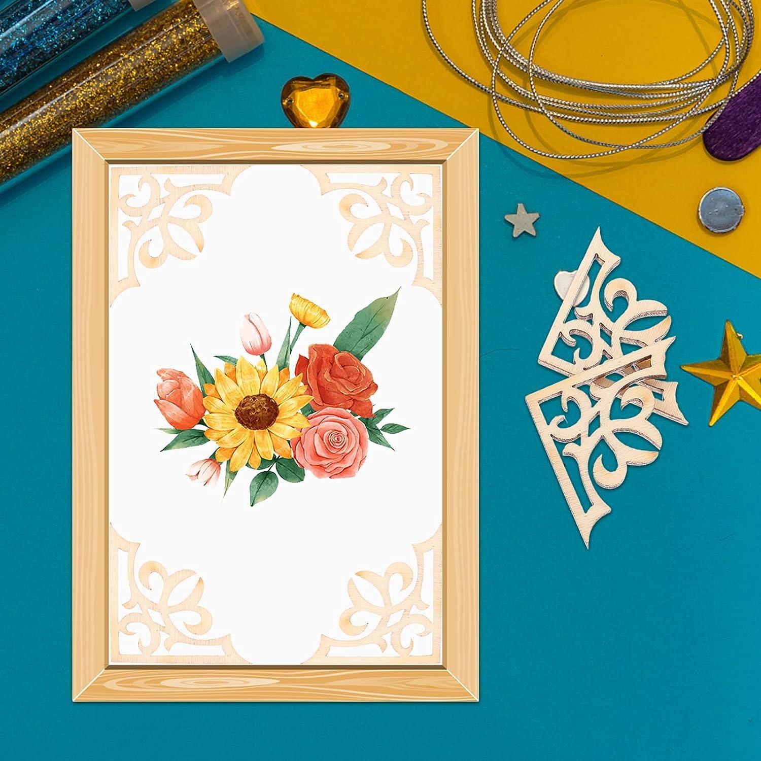 Haoser 20 pcs Unfinished Wood Crafts Carved Corner Onlays Unpainted Applique Furniture Door Decor - Haoser
