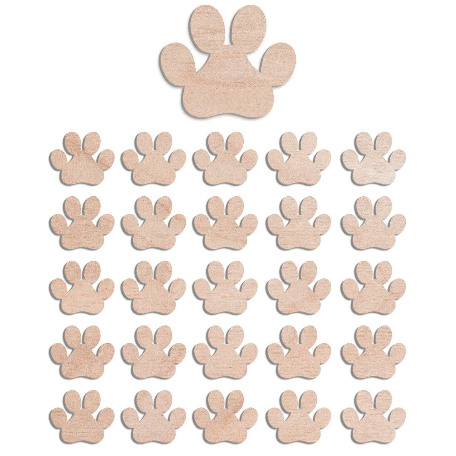 Haoser 3mm Wooden Dog Feet Cutouts for Scrapbooking Arts Crafts DIY Decoration Display Décor - Haoser