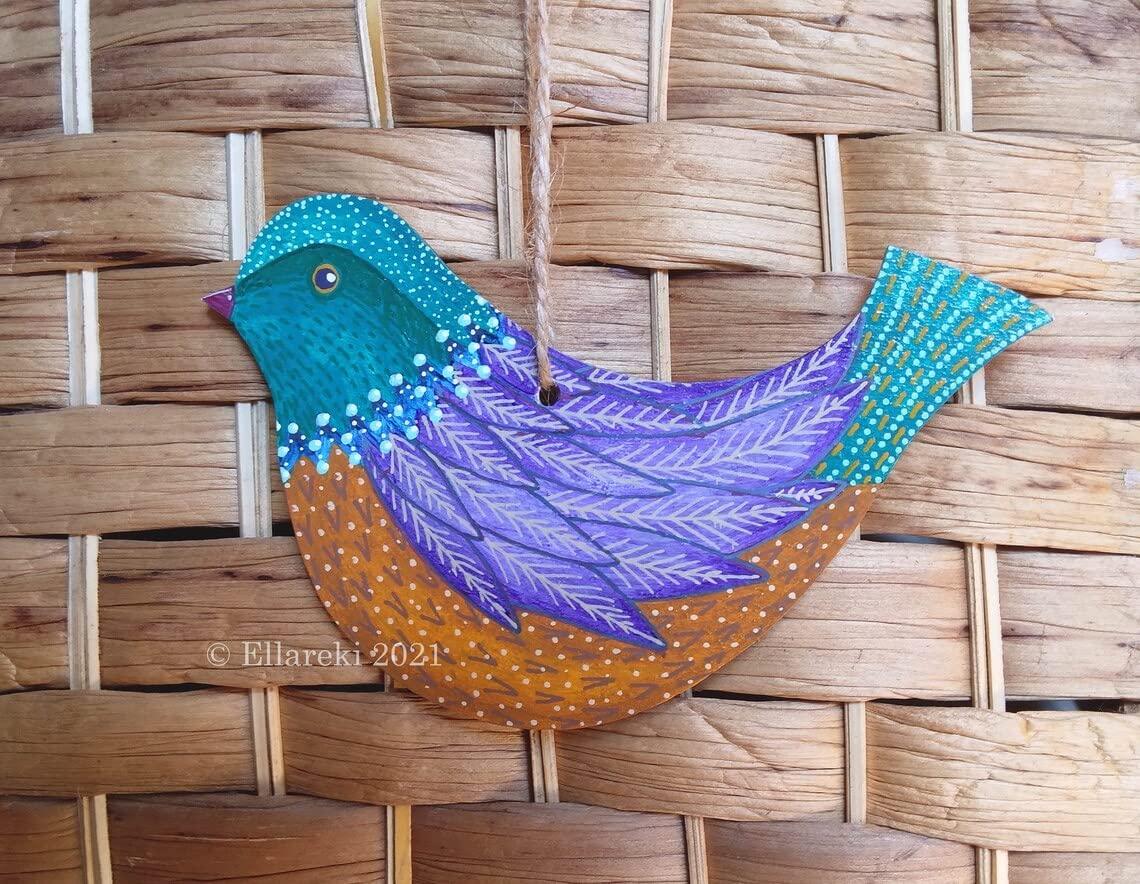 Haoser Birds Cutouts Shaped Wood DIY Craft Cutout Hanging Ornaments with Hole Hemp Ropes Gift Tag for Wedding Birthday Christmas Decoration (3.8x2.4 in, 15 Pcs) - Haoser