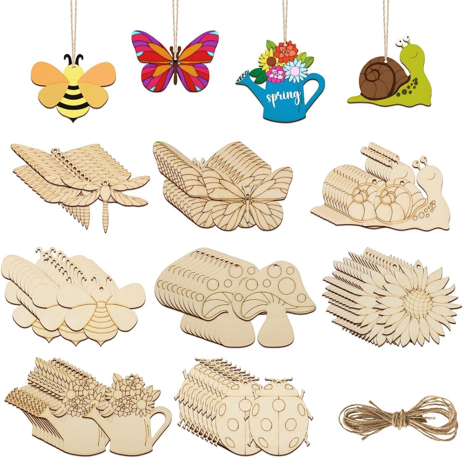 Haoser 10 PCS Unfinished Ice Cream Wood Cutouts 10 Styles Summer DIY Blank Unfinished Wooden Cutouts for Crafts Ice Cream Ornament for Kids Painting, DIY Crafts Home Decoration,Kids Art and Craft kit - Haoser