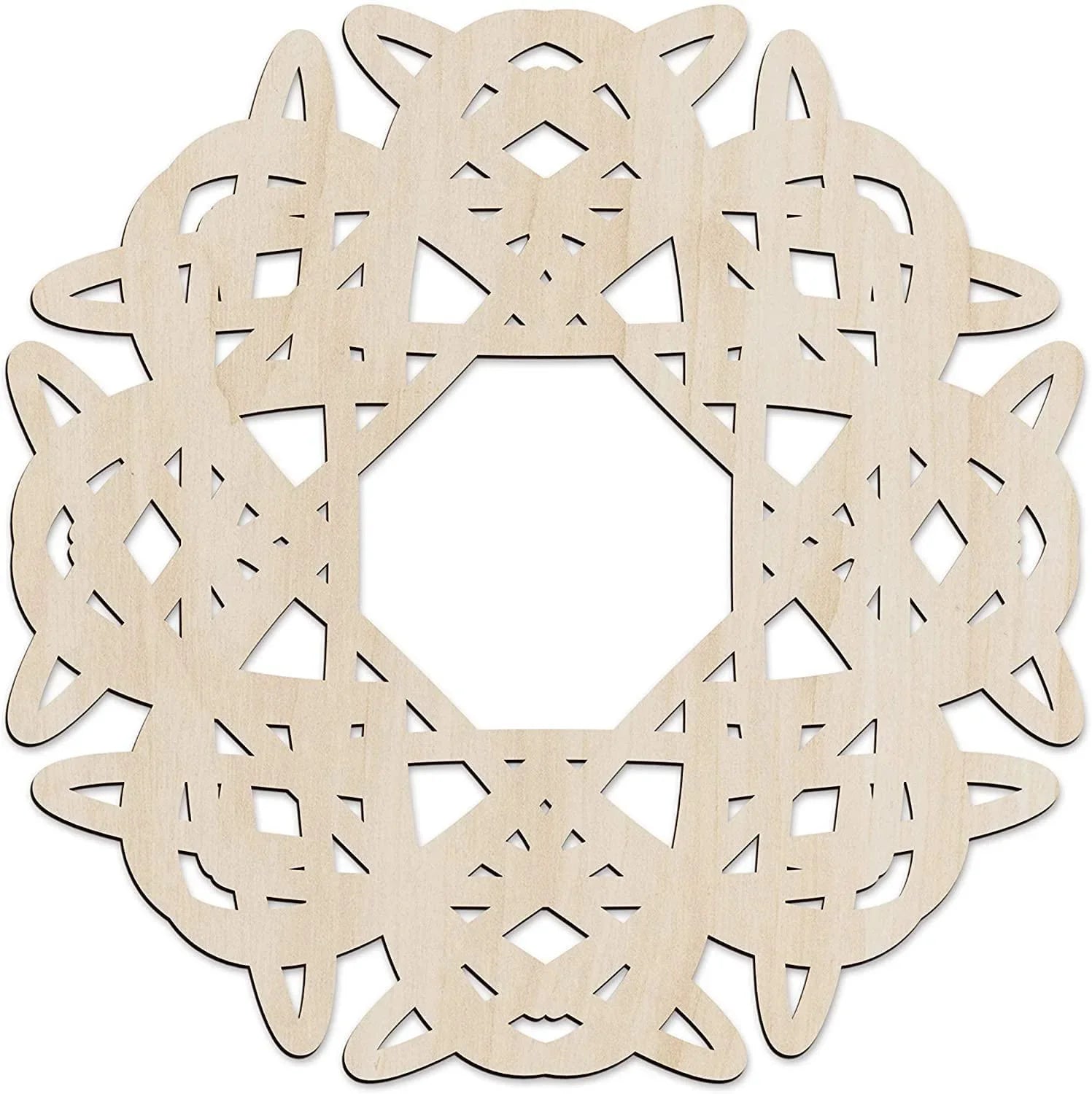 Haoser Mandala Wooden Wall Art, Traditional Star Ornament Polygonal Details, Birch Wood Plywood Rustic Wall Art Accent for Hallway Bedroom Living Room Cafes and Offices (Mandala Design-8_30CM) - Haoser