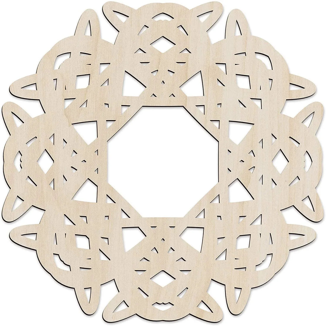 Haoser Mandala Wooden Wall Art, Traditional Star Ornament Polygonal Details, Birch Wood Plywood Rustic Wall Art Accent for Hallway Bedroom Living Room Cafes and Offices (Mandala Design-8_30CM) - Haoser