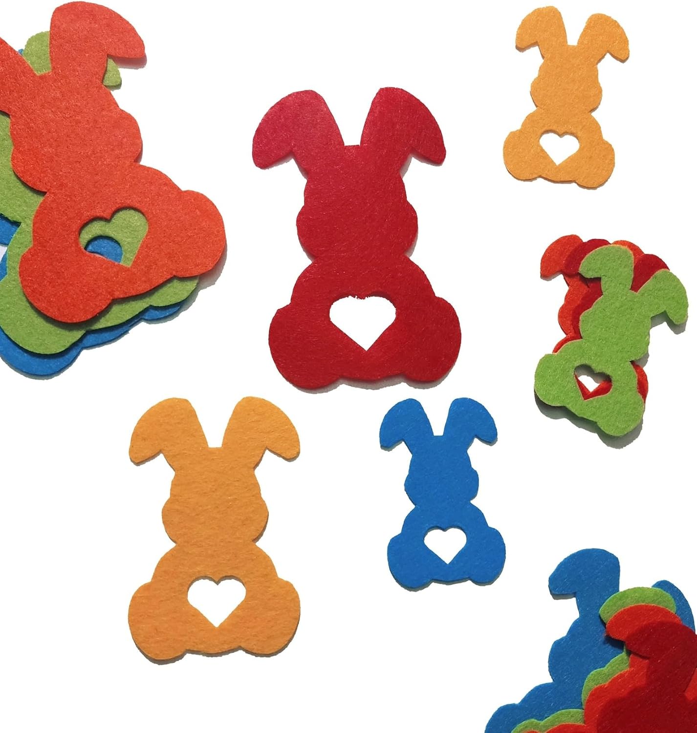 4 Pcs Felt Easter Bunny Cutouts for Crafts | Bunny Applique Die-Cut Shapes for Sewing, Quiet Book, DIY Decorations