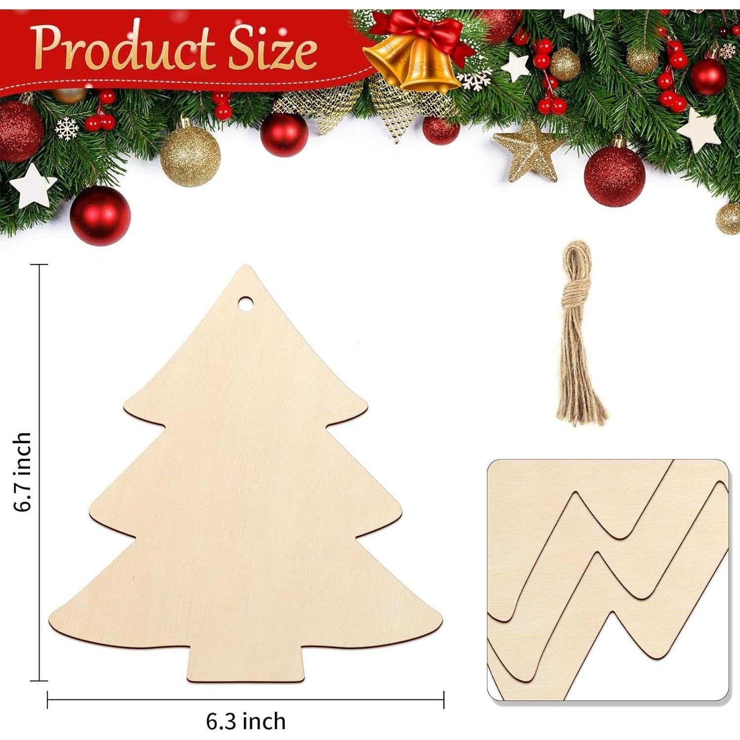 Curious Button 5 Pieces Unfinished Wooden Tree Third Style Hanging Ornament for DIY Home Decoration, MDF Cutouts, Perfect Wooden Cutouts for Home Decor, Charming Wooden Hanging Ornaments (6.7x6.3IN) - Haoser