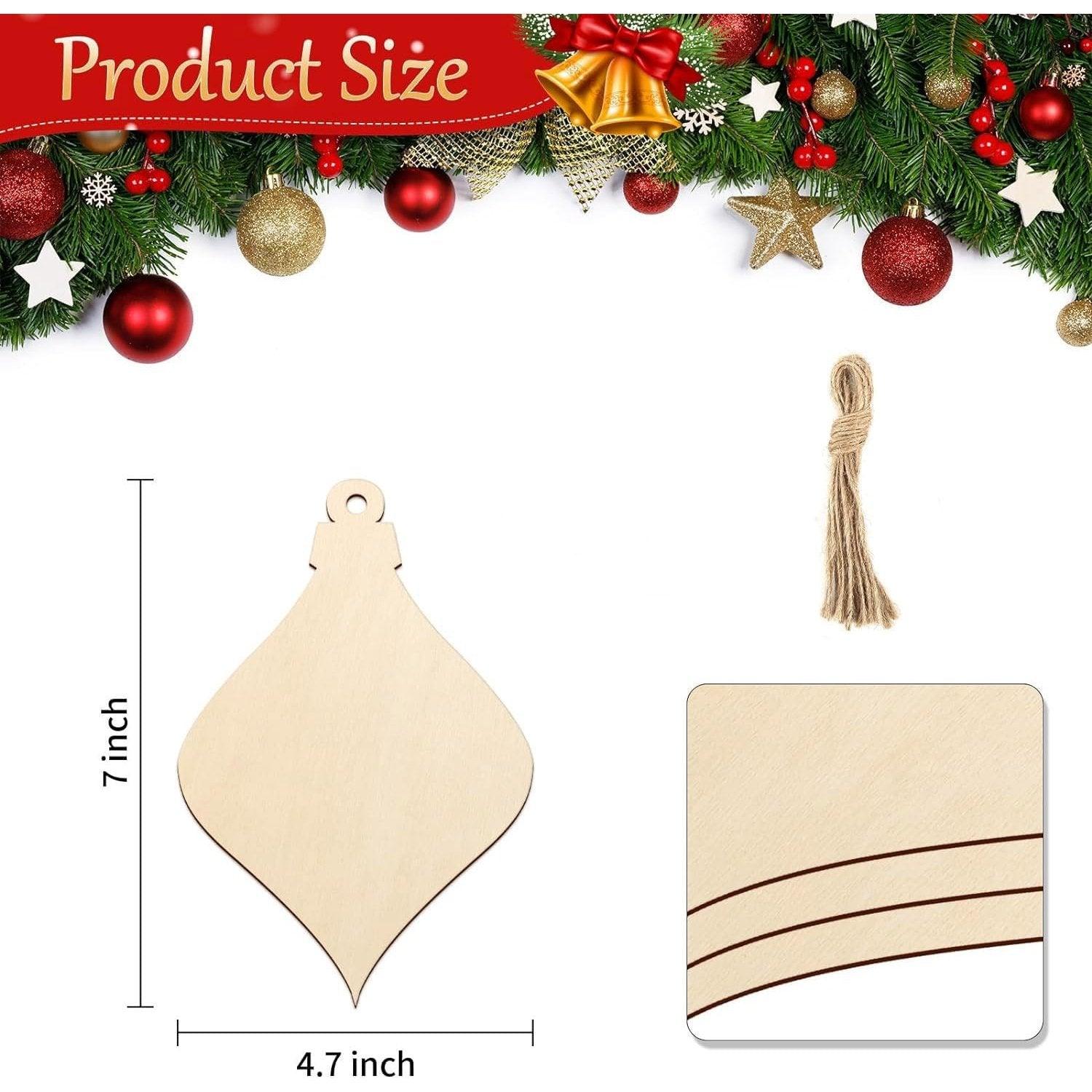 Curious Button 5 Pieces Unfinished Wooden Bulb Long Style Hanging Ornament for DIY Home Decoration, MDF Cutouts, Perfect Wooden Cutouts for Home Decor, Charming Wooden Hanging Ornaments (7x4.7IN) - Haoser