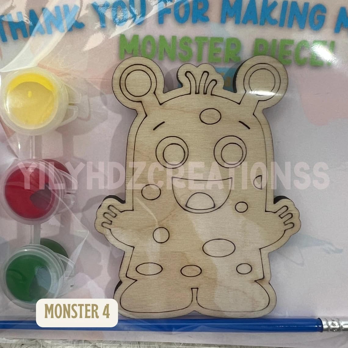 Pack of 10 Wooden Monster Birthday Party Favor Magnets – DIY Craft Kit for Kids