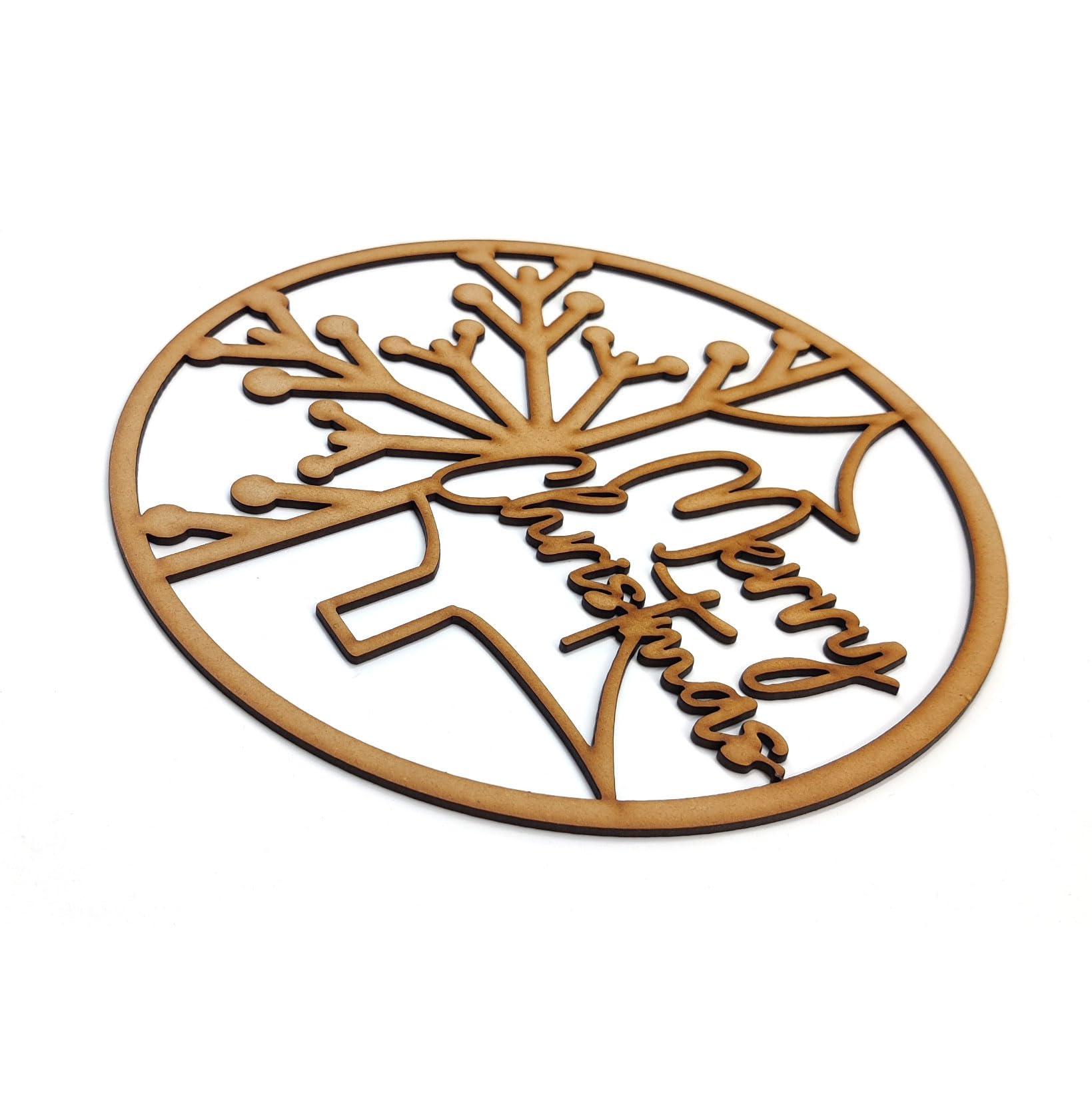 Haoser Christmas Wreath for Front Door,Unfinished Wooden Hanging Ornaments for Christmas Decorations Items,Merry Christmas Door Hanging and Christmas Decorations Items (10 Inches) - Haoser