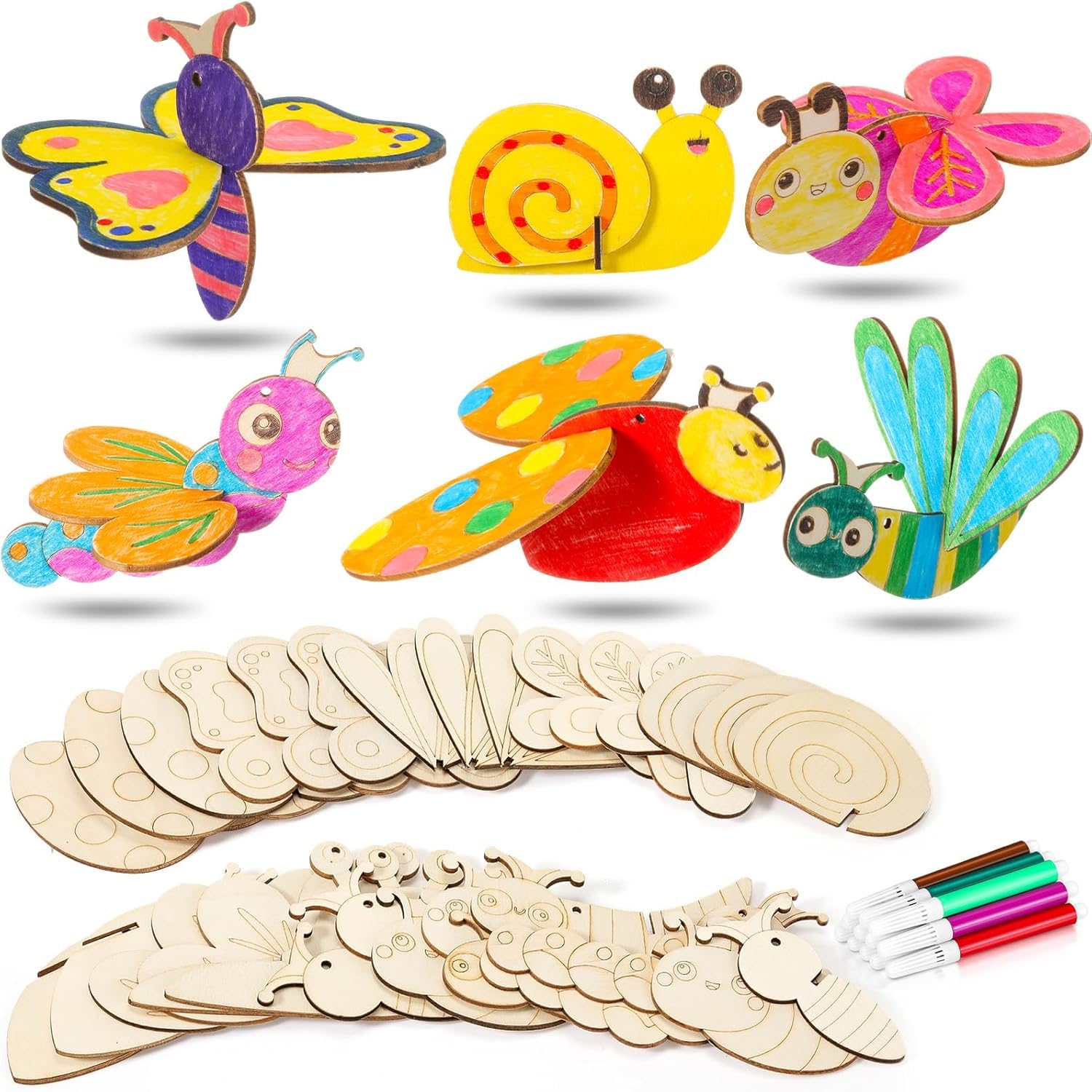 DIY 3D Insect Wooden Craft Painting Kit for Kids | Butterfly Dragonfly Snail Craft Set