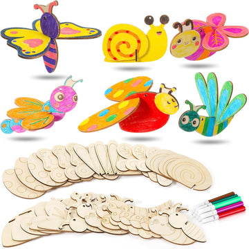 DIY 3D Insect Wooden Craft Painting Kit for Kids | Butterfly Dragonfly Snail Craft Set