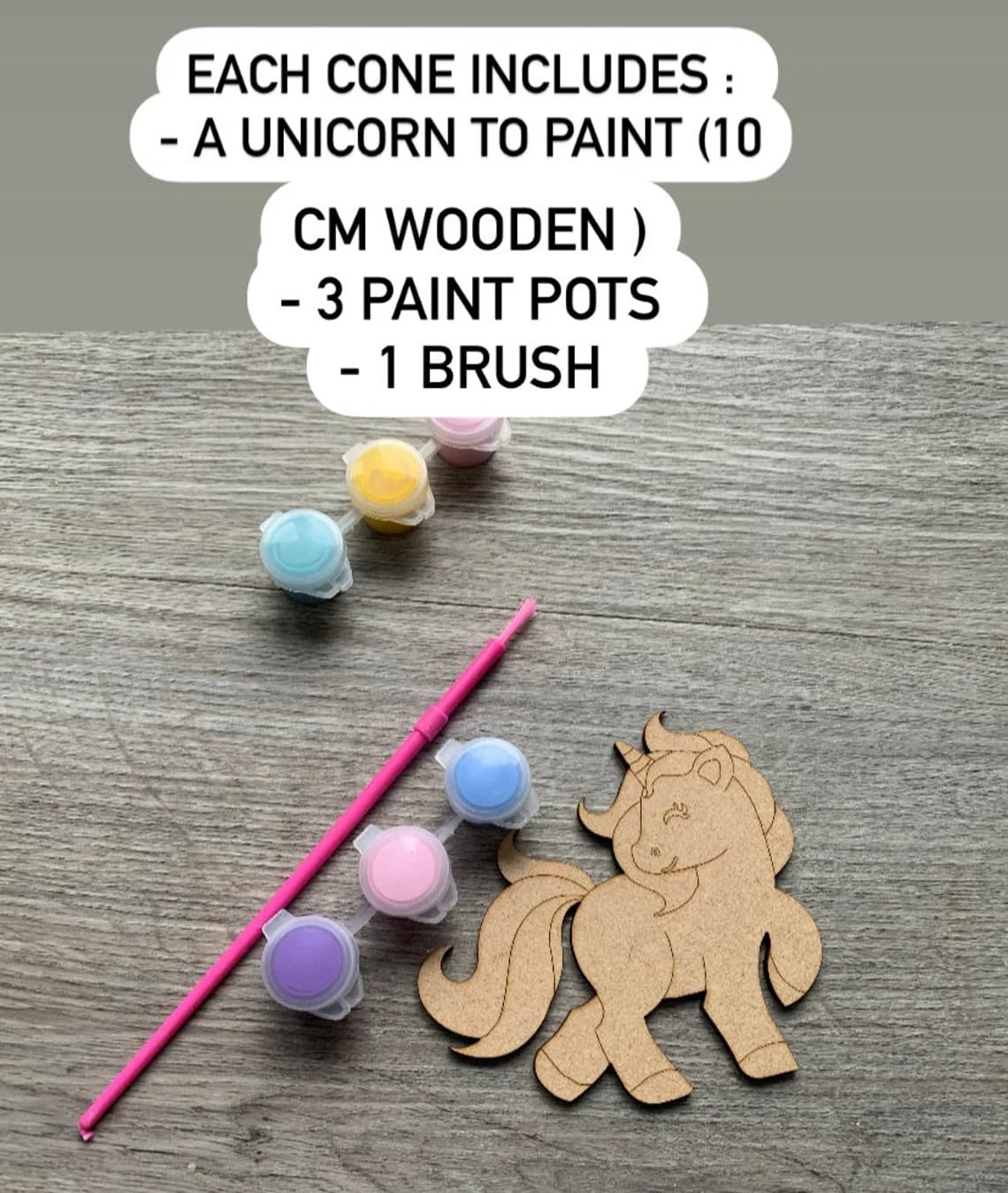 Pack of 4 Paint Your Own Unicorn MDF Cutouts | 4 Inch Pine MDF Unicorn Party Favors | DIY Craft for Kids | Unicorn Birthday Return Gift | Party Bag Filler