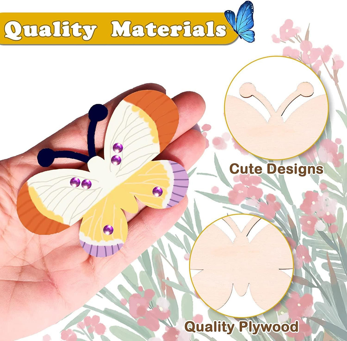 Haoser12 Pieces Unfinished Butterfly Wooden Cutouts 12 Styles Butterfly Wooden Paint Crafts for Kids Easter Spring Home Decoration Craft Project,Holiday Hanging Decorations,Painting Wood Craft, - Haoser