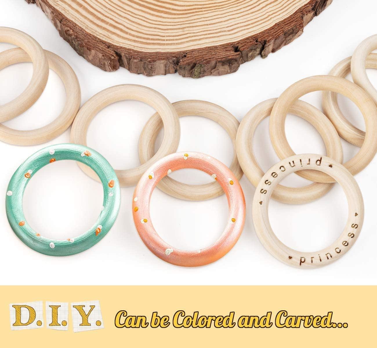 Haoser 10 Pcs 3 Inch DIY Natural Wood Rings for Crafts