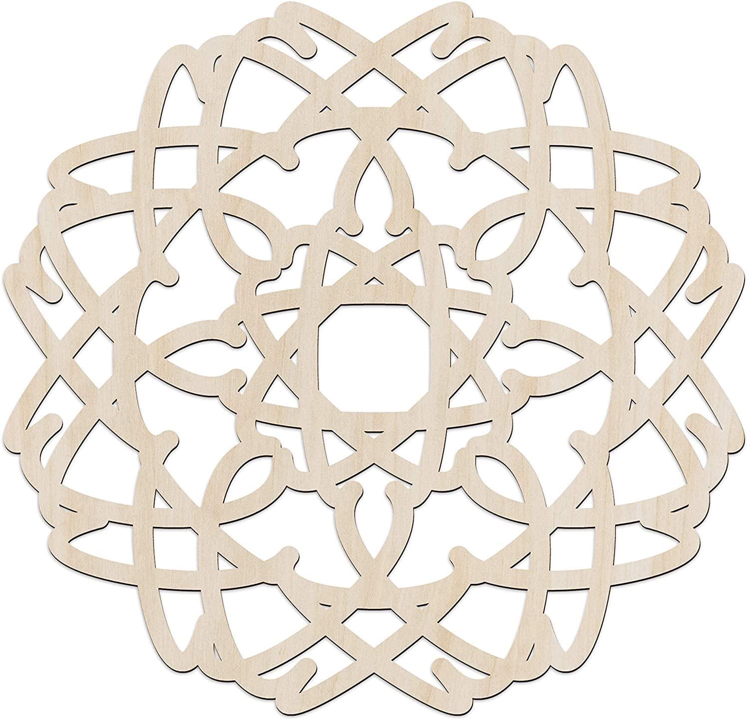 Haoser Mandala Wooden Wall Art, Whirl Look Lattice Abstarct Geometric, Birch Wood Plywood Rustic Wall Art Accent for Hallway Bedroom Living Room Cafes and Offices (Mandala Design-20_30CM) - Haoser