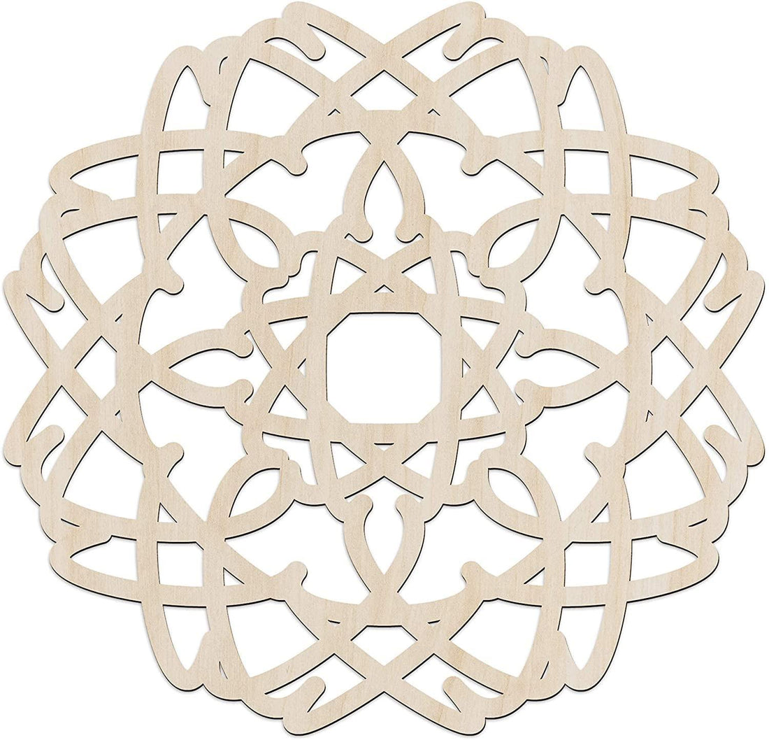Haoser Mandala Wooden Wall Art, Whirl Look Lattice Abstarct Geometric, Birch Wood Plywood Rustic Wall Art Accent for Hallway Bedroom Living Room Cafes and Offices (Mandala Design-20_30CM) - Haoser