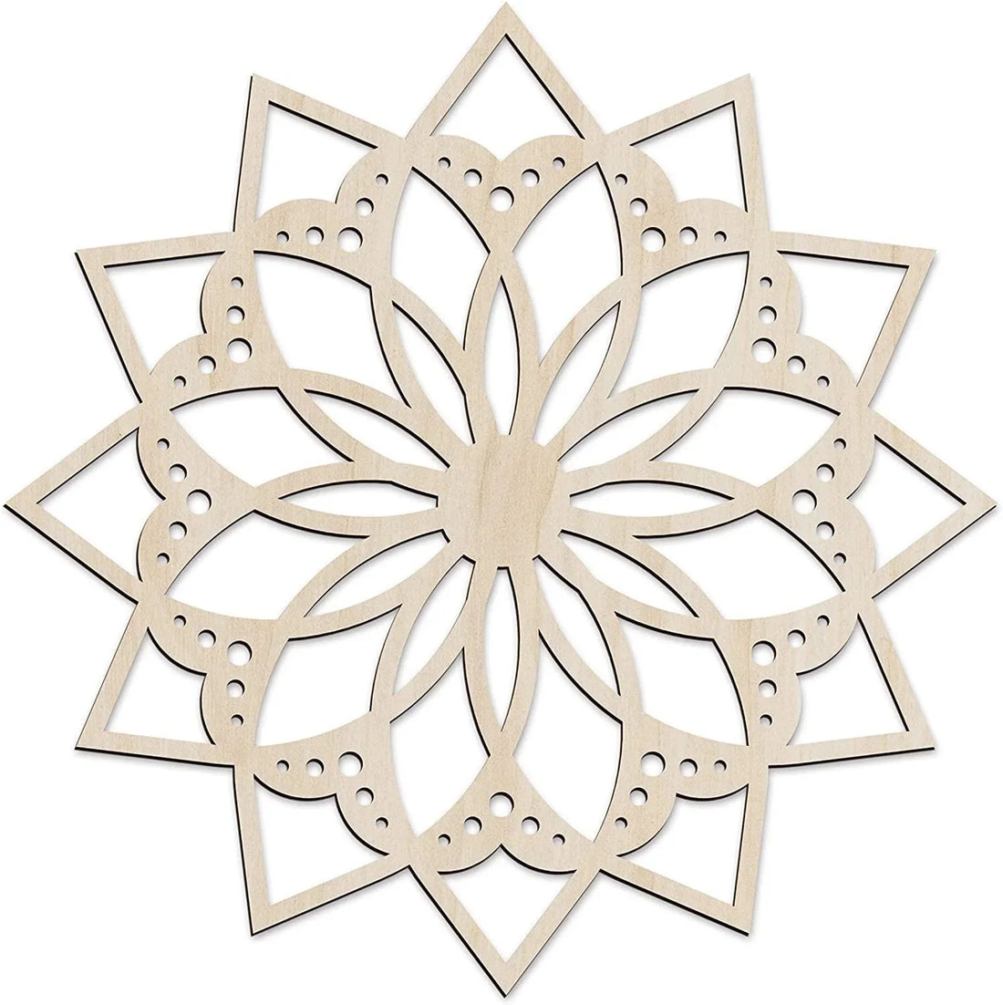 Haoser Mandala Wooden Wall Art, Traditional Star Ornament Polygonal Details, Birch Wood Plywood Rustic Wall Art Accent for Hallway Bedroom Living Room Cafes and Offices (Mandala Design-6_30CM) - Haoser