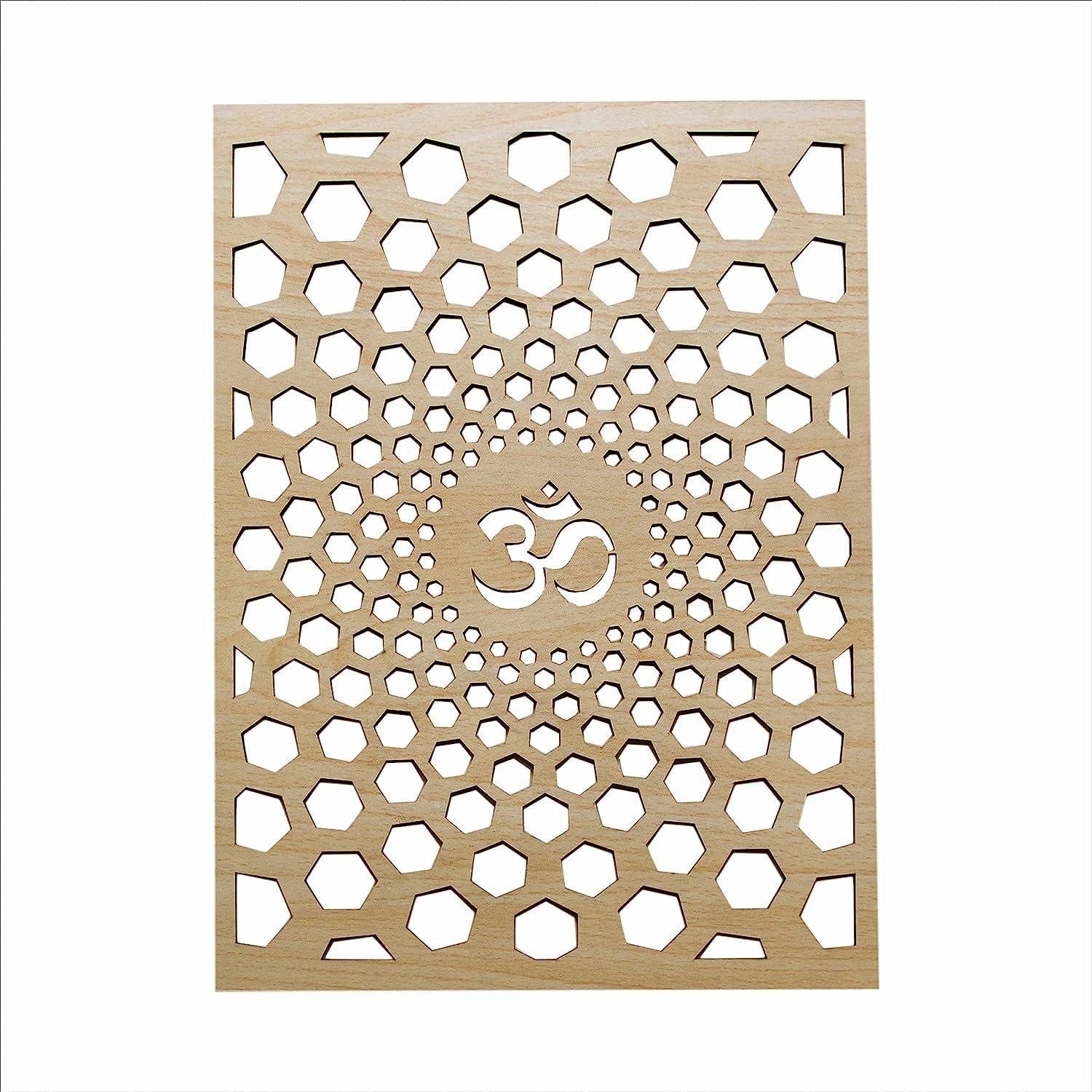 Haoser Beautiful Wooden OM Design for Wall Hanging ON Hotel,CAFES, Bedroom,Temple decor wall panel-Size-40CM X 30CM mdf pine - Haoser