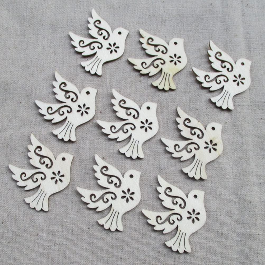 ?Haoser 20 Piececs Bird Wood DIY Crafts Cutouts Wooden Dove Shaped Hanging Ornaments,Birds Cutouts Decoration - Haoser