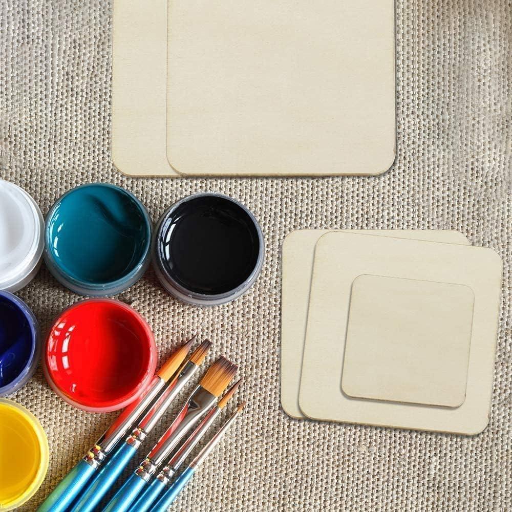Haoser 42 Piece MDF Cutouts for Art and Craft Square 3 Different Size Wood Square Slices Cutouts for DIY Arts Craft Project Pyrography Art Painting Writing and Decoration(10cm,8cm,5cm) - Haoser