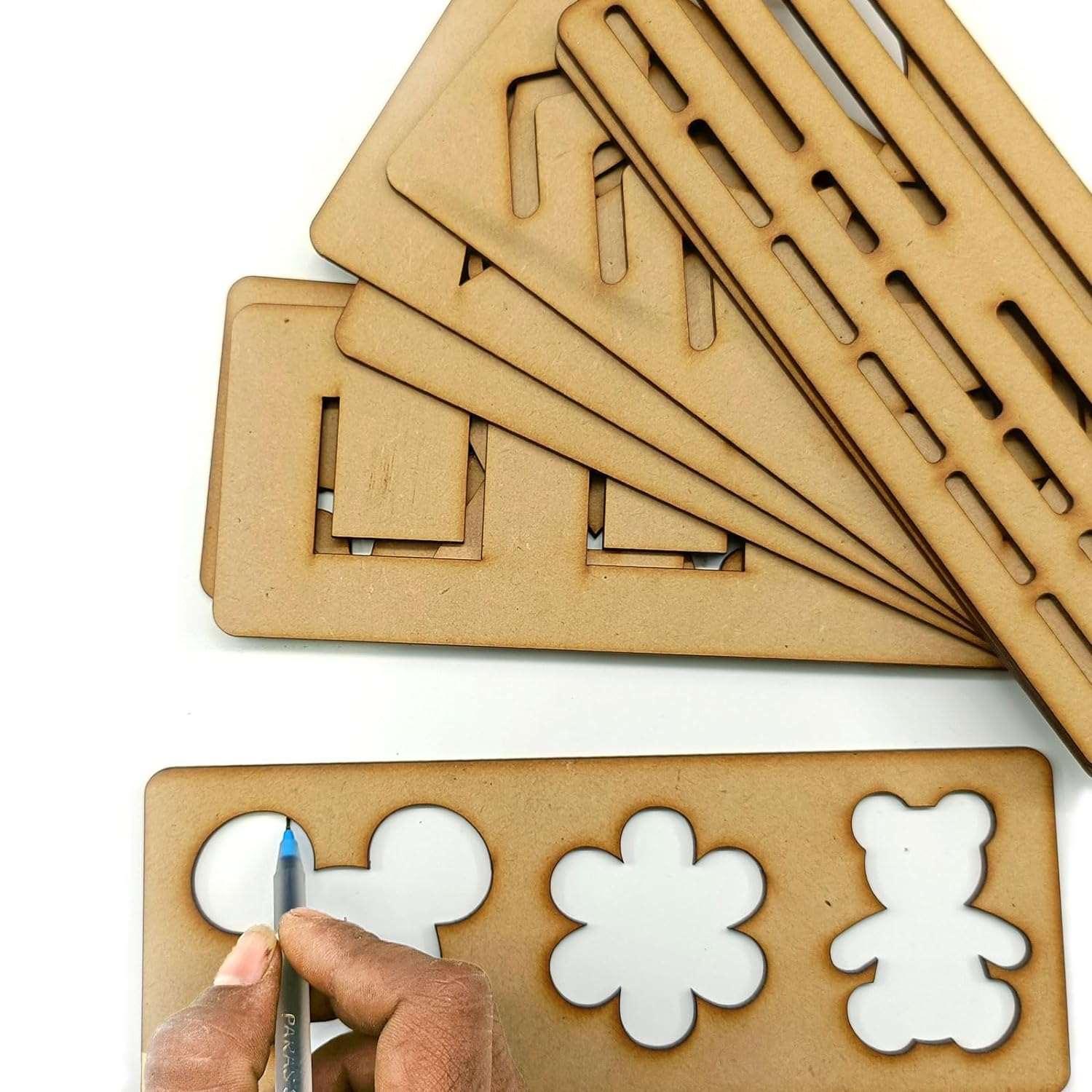 Haoser Wooden Line Tracing Board Prewriting Tracing Tiles a Set of 12 Tracing Tiles Montessori Learning Resources for Pre Writing Skills Development and Motor Skills Enhancement - Haoser