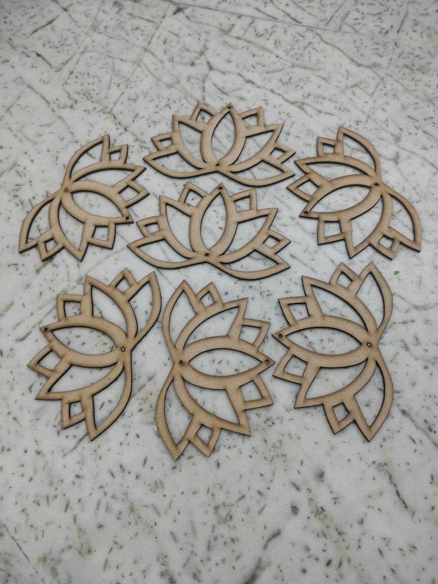 Haoser 10 Pcs Lotus MDF Cutout for Art and Craft
