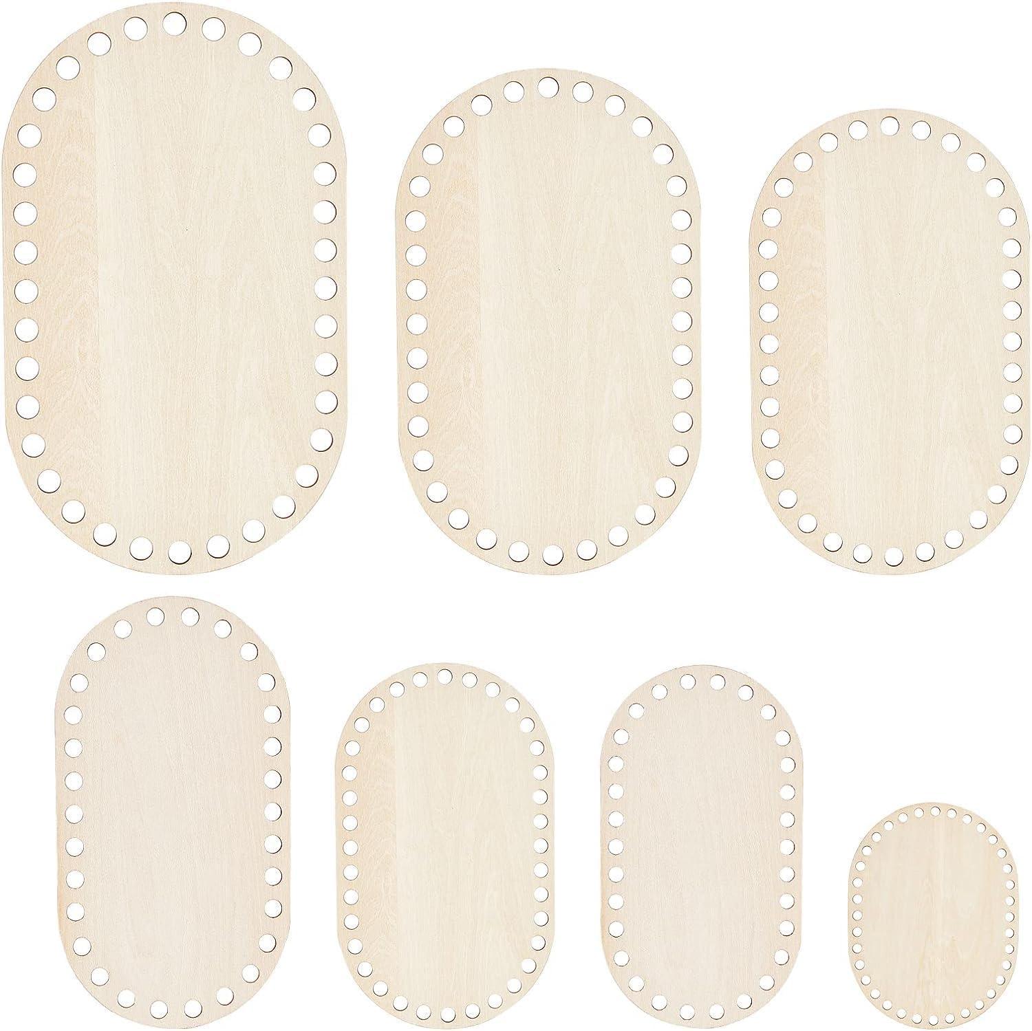 Haoser 2 Sizes Natural Wooden Basket Bottom, 7.8 5.9 Inch Circle Blank Crochet Basket Wood Base for DIY Basket Weaving Supplies Craft Making Home Decoration, Crochet Basket Wood Base. - Haoser