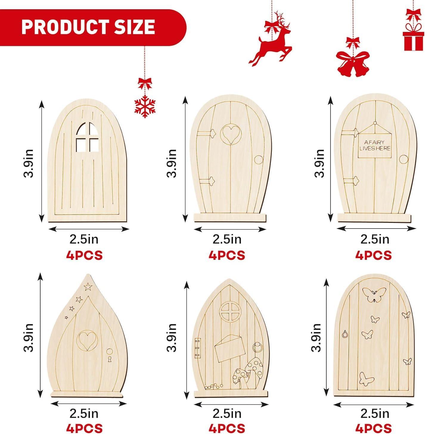 Haoser 48 Pcs Fairy Door Wooden Garden Doors Craft Mini Window Fairy House DIY Kit Unfinished Miniature Door Unpainted Fairy Window Accessories for Wall Home Party Decoration (Delicate Style) - Haoser