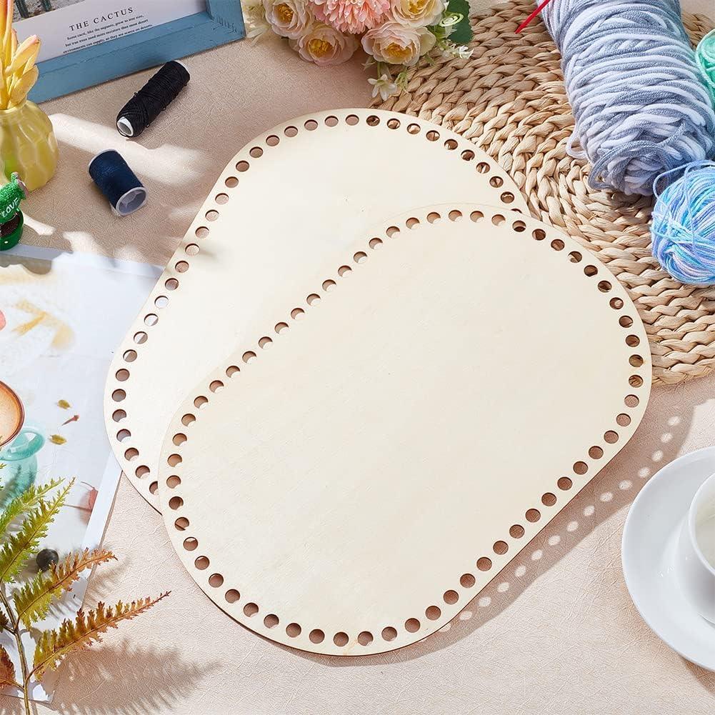 Haoser 2 Sizes Natural Wooden Basket Bottom, 7.8 5.9 Inch Circle Blank Crochet Basket Wood Base for DIY Basket Weaving Supplies Craft Making Home Decoration, Crochet Basket Wood Base. - Haoser