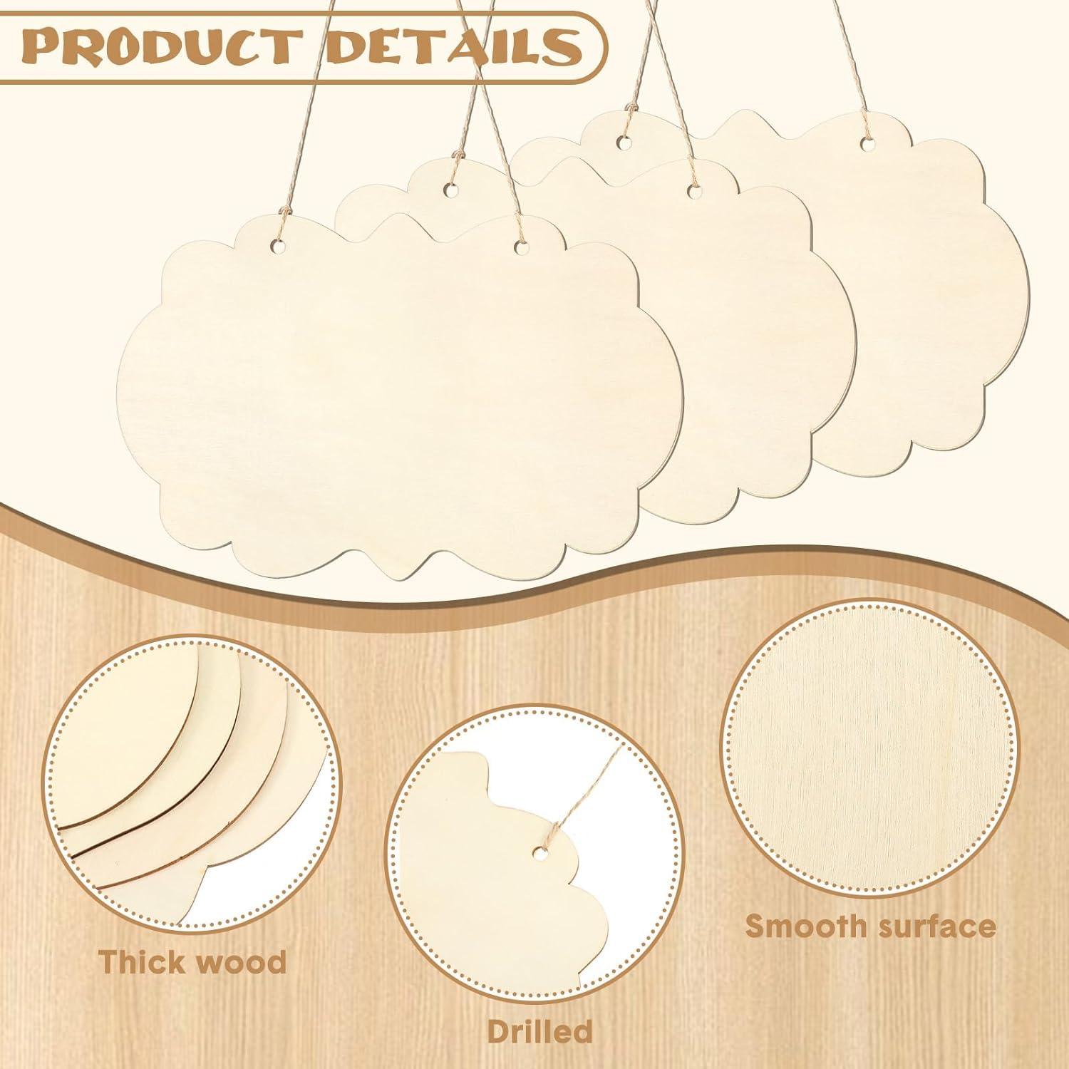 Haoser 15 Pcs Unfinished Wood Sign Blank Wood Blanks Wooden Plaque for Craft Oval Hanging Wood Sign 9 x 6 in Rectangle Shaped Wood Plaque Wood Ornaments Wood Slices for DIY Painting Writing Decoration - Haoser