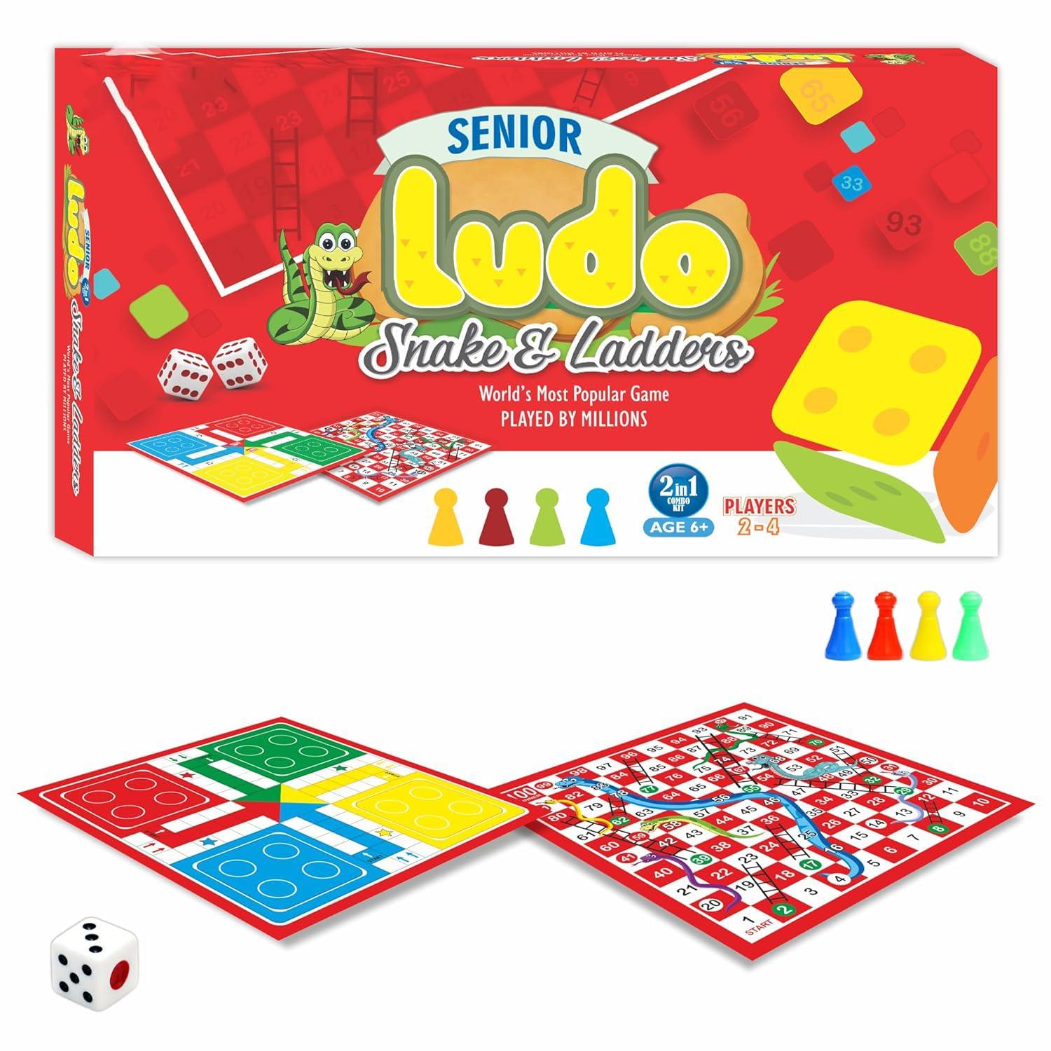 Haoser Ludo Board Game | Snakes and Ladders with Ludo Board Game for Kids and Family Fun - Haoser