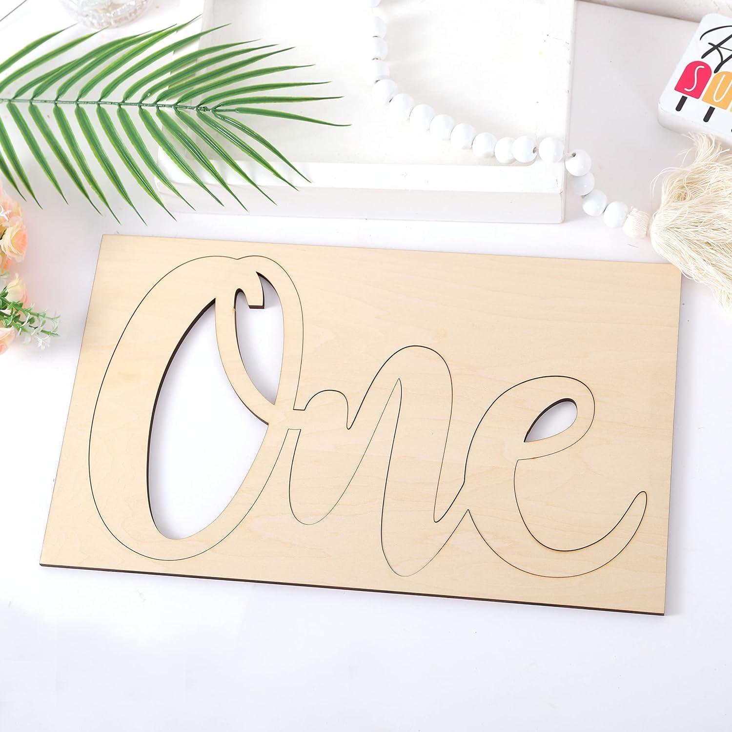 Curious Button Unfinished Wooden One Letter Banner Perfect for First Birthday Photo Shoots, Cake Smashes, Photo Props, Wooden One Letter Cutout for Boys or Girls - Haoser