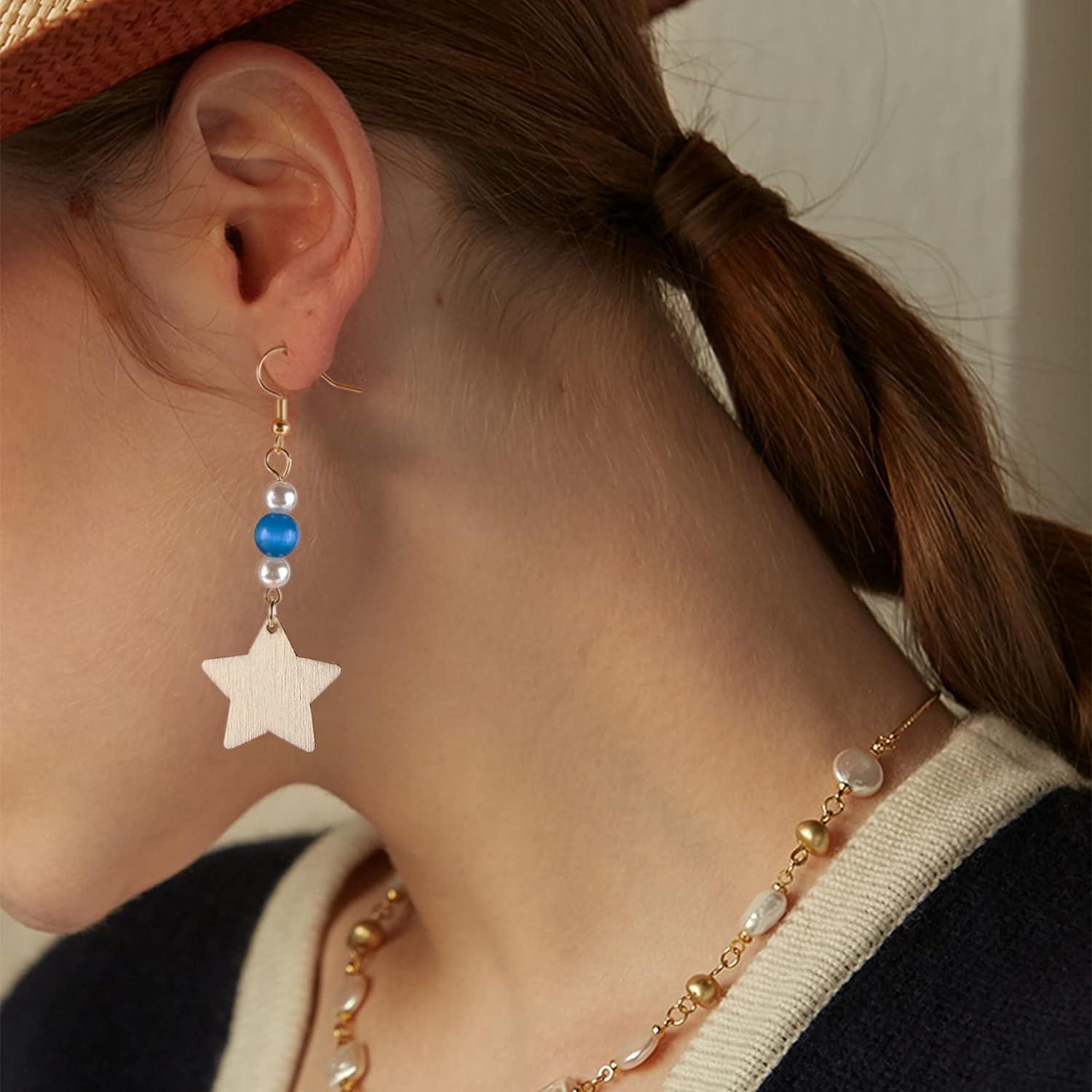 Haoser 8 Styles Wood Blank Earrings Kit-Unfinished Blank Wooden Earrings for Women Jewelry Making and DIY Crafts -Pack of 80 Wood Pendants Mix Shapes for Earring Necklace Jewelry DIY Craft Making - Haoser