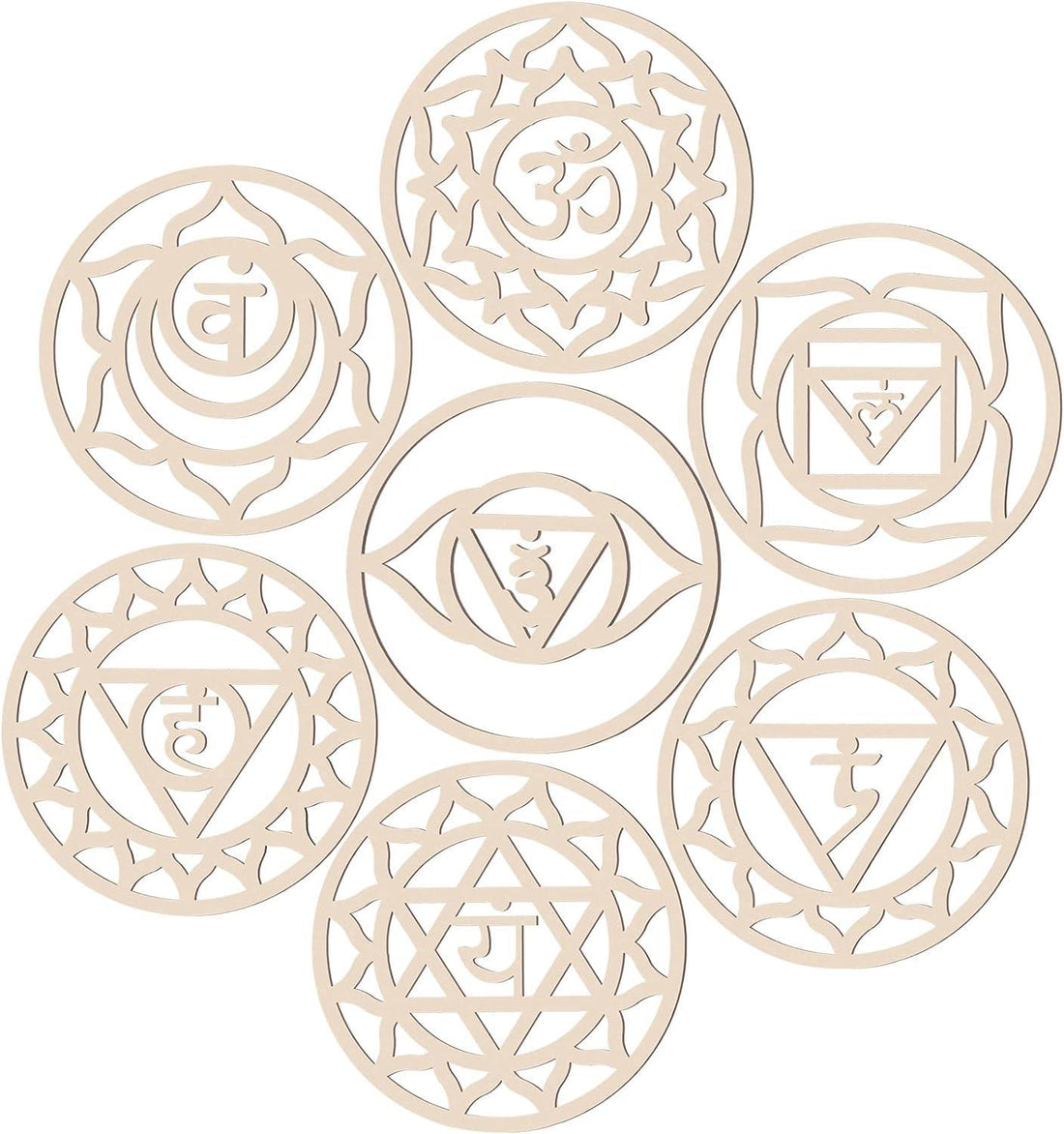 Haoser 7 Pack Sacred Geometry Wall Art Wooden Chakra Wall Art Crystal Grid Board Yoga Wall Decor Hindu Decor Meditation Spiritual Decor for Bedroom Geometry Hanging Sculpture Home Decor - Haoser