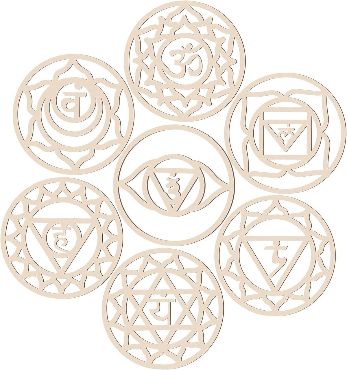 Haoser 7 Pack Sacred Geometry Wall Art Wooden Chakra Wall Art Crystal Grid Board Yoga Wall Decor Hindu Decor Meditation Spiritual Decor for Bedroom Geometry Hanging Sculpture Home Decor - Haoser